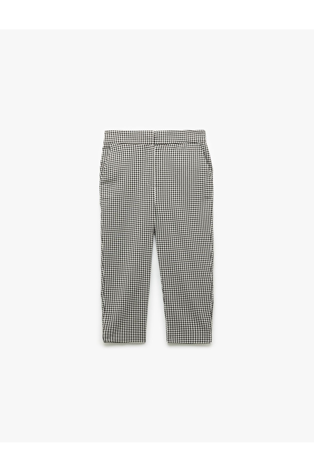 Koton Viskon Kumaş Pötikareli Skinny Fit Cepli Kapri Pantolon