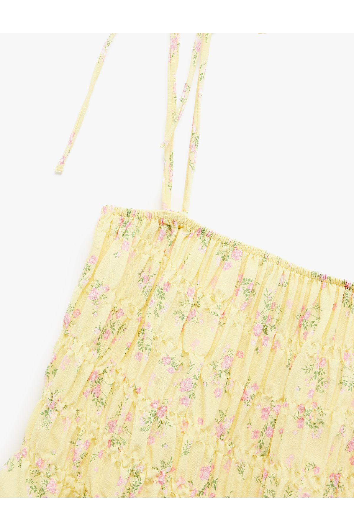 Koton-Viscose Fabric Gipe Detailed Floral Thin Strap Crop Bustier 5