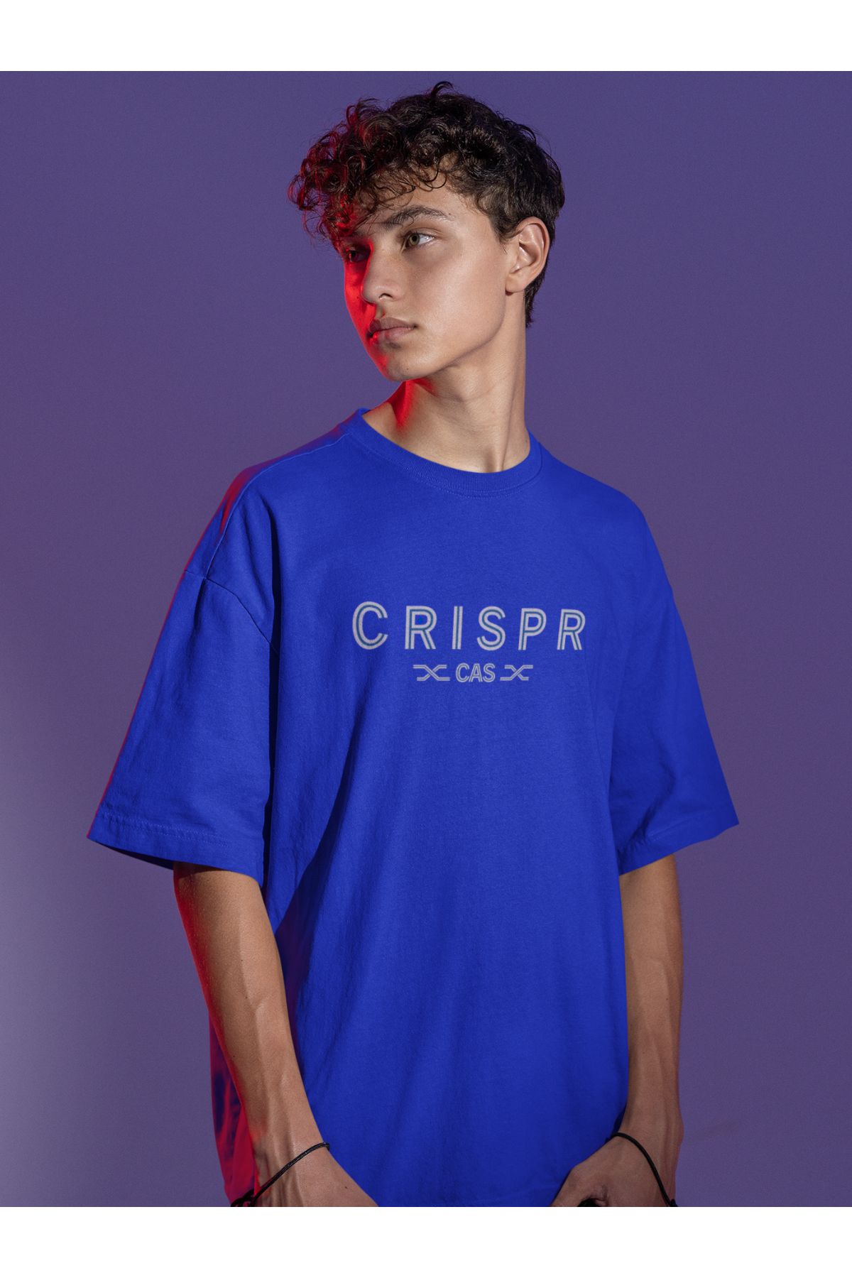 Uniquetex NUBENSE / KESPA- Oversize Unisex Baskılı Sax Mavi Bisiklet Yaka T-shirt (Tişört - Scientific Design)