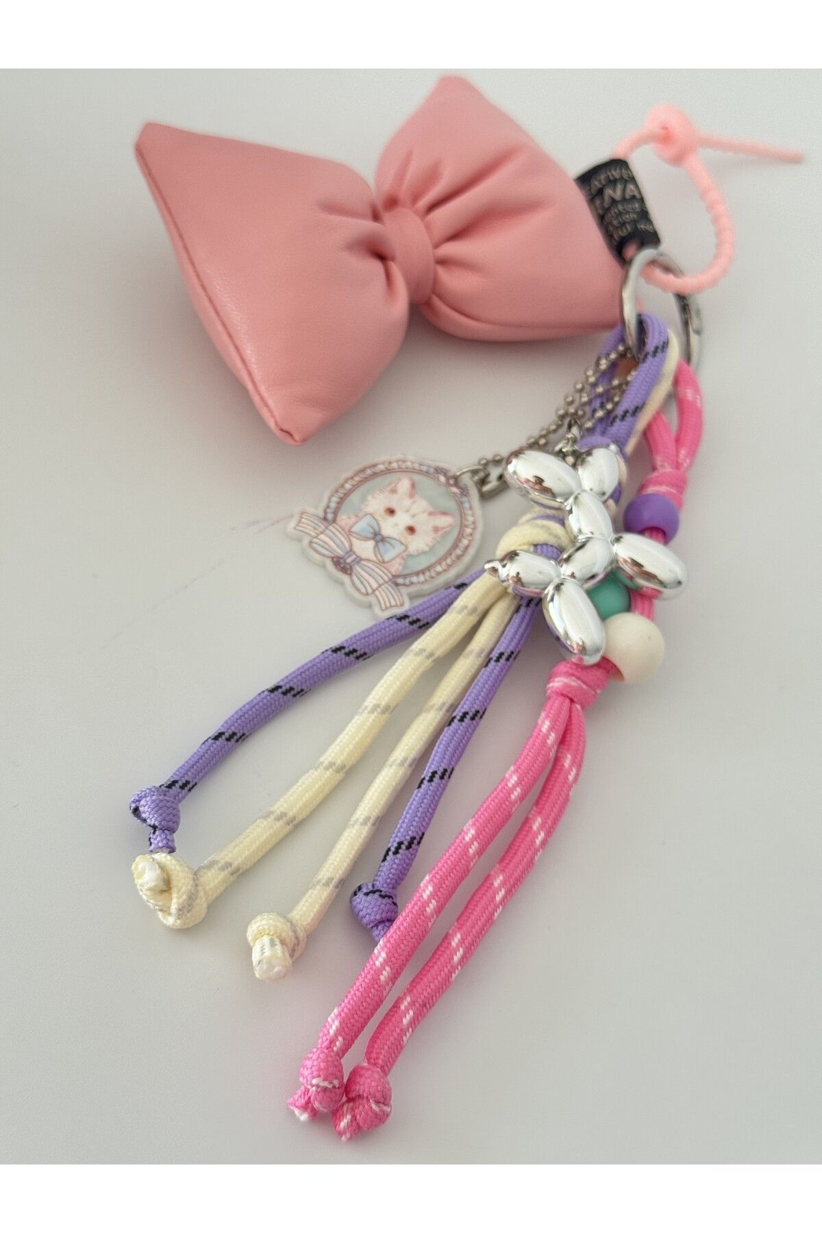 NAVY PEMBE PELUŞ FİYONK ÇANTA CHARM AKSESUAR ANAHTARLIK