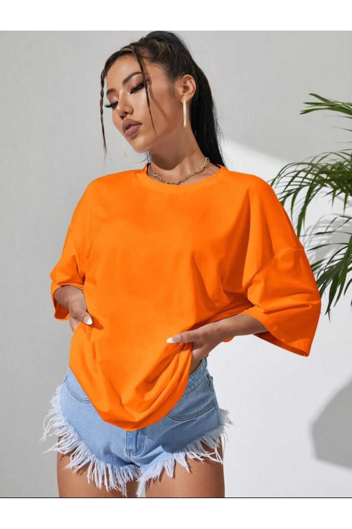 Boi Düz Basic Kadın / Kız T-shirt Oversize Salas Boyfriend