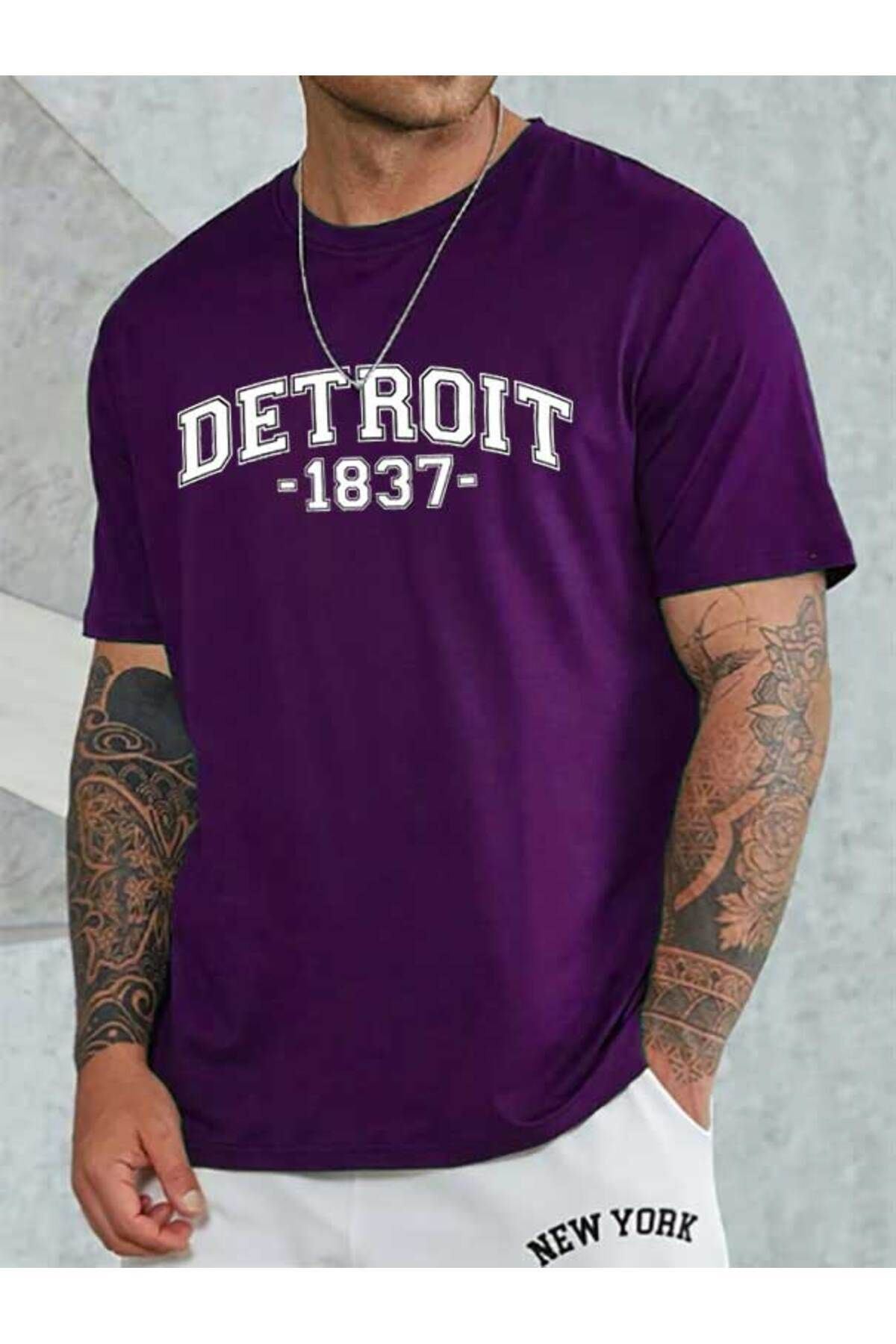 Boi Kadın ve Erkek Detroit Baskılı Tshirt