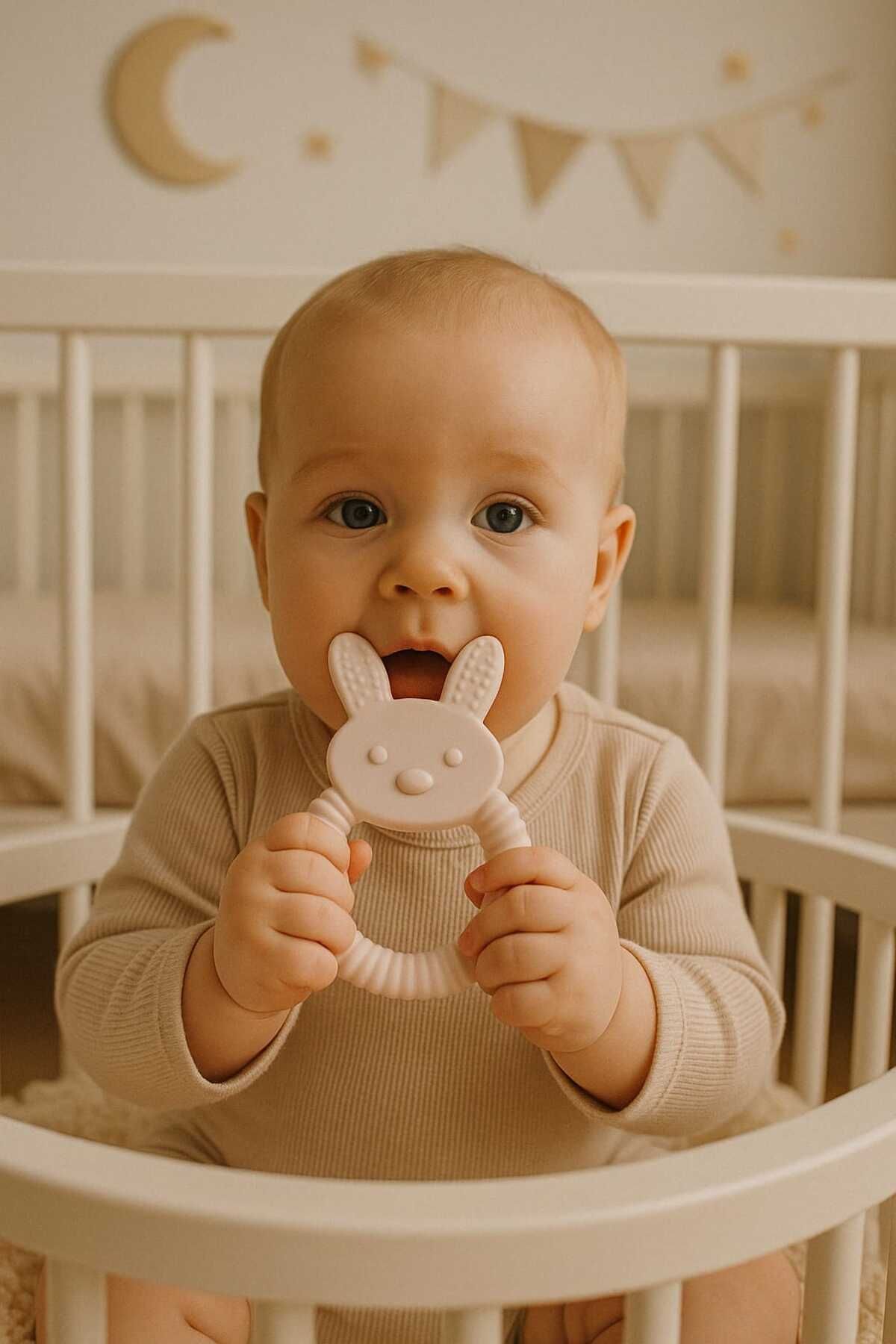 ermaslicon bebek diş kaşıyıcı tavşan model rahatlatıcı dişlik