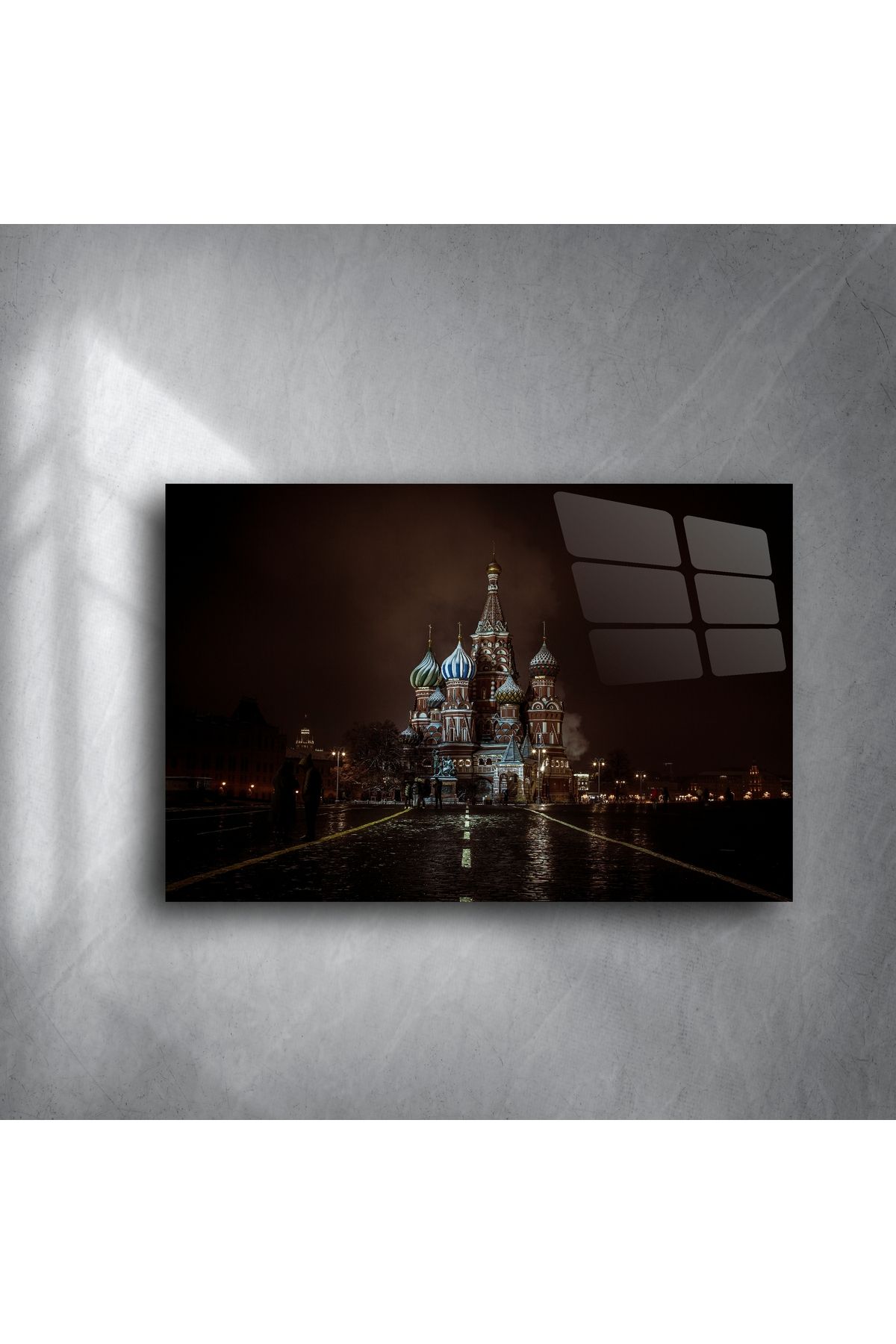 LEYLASER Gece Işıltılı St. Basil Katedrali Cam Tablo