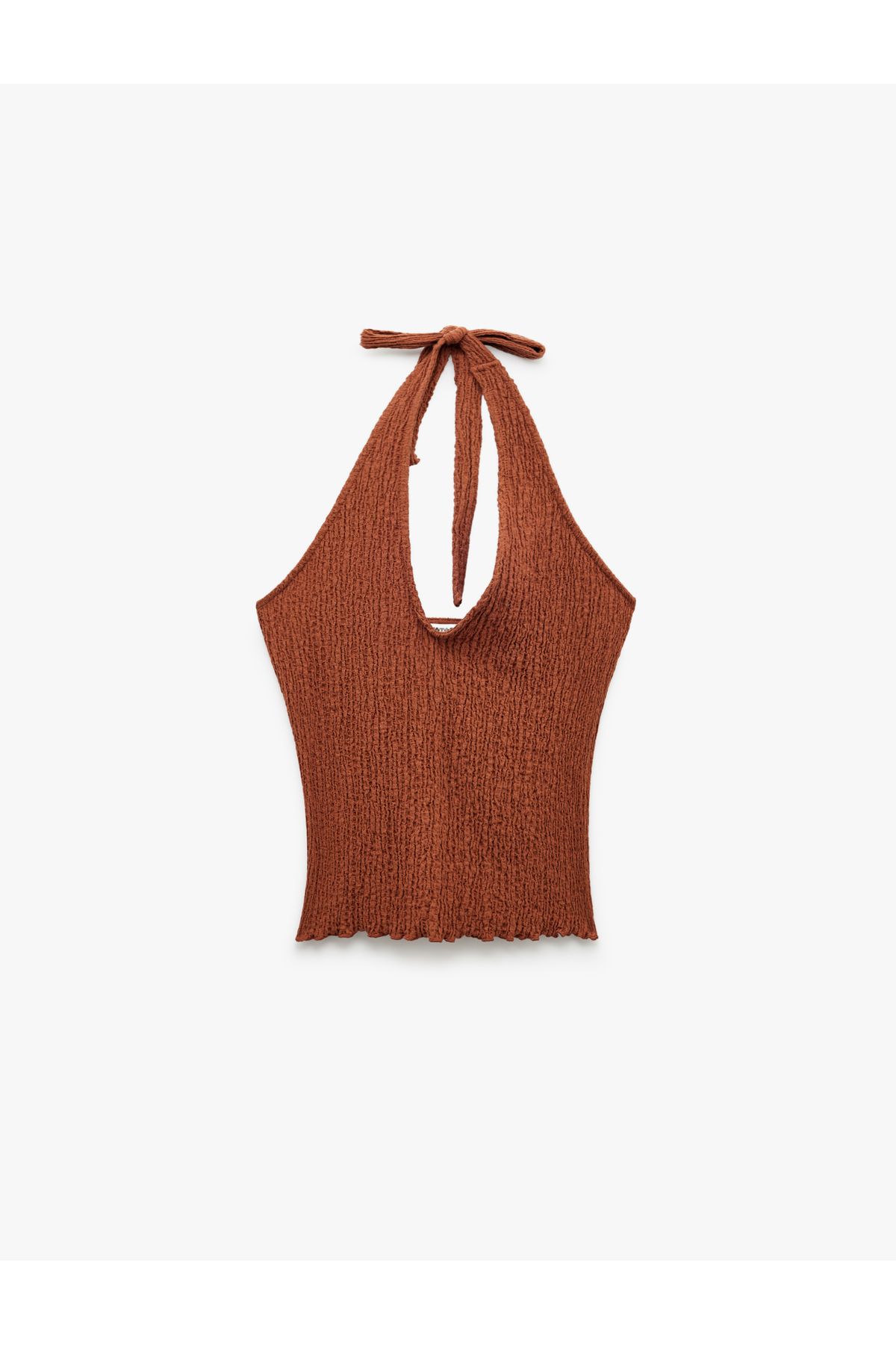 Koton Bürümcük Kumaş Slim Fit Sırt Dekolteli Halter Yaka Üst