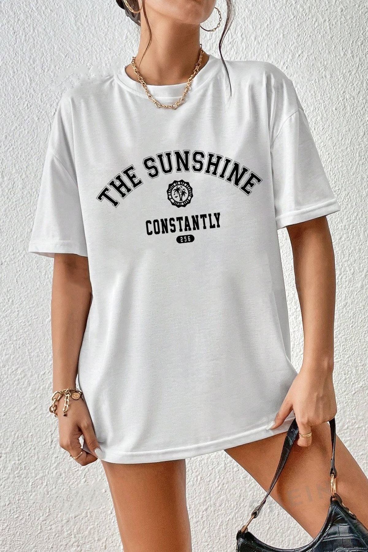 Hunors Sportswear & Company Kadın The Sunshine Baskılı Tasarım Tshirt Oversize Salaş