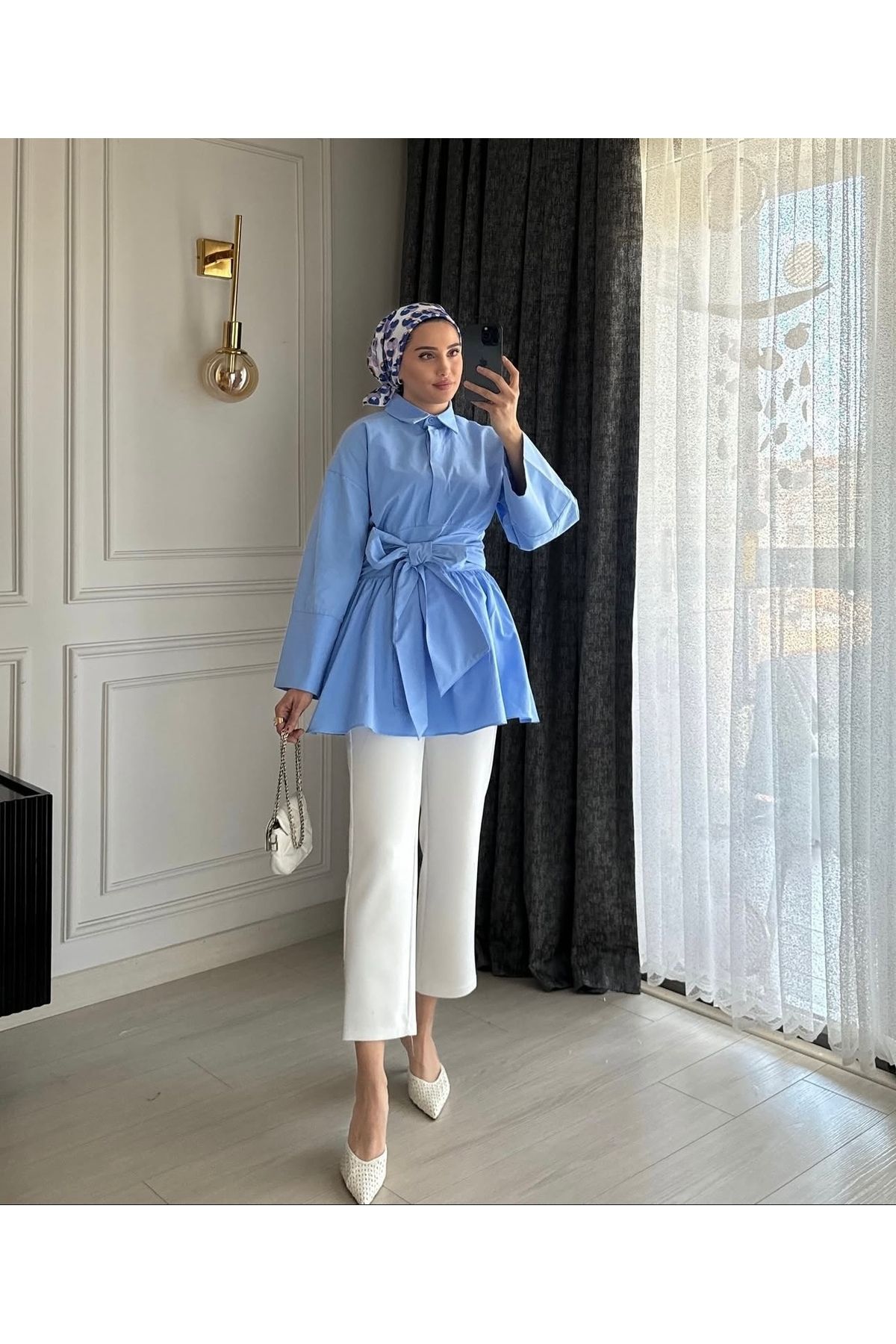 She Olive Belden Fiyonk bağlamalı tunik