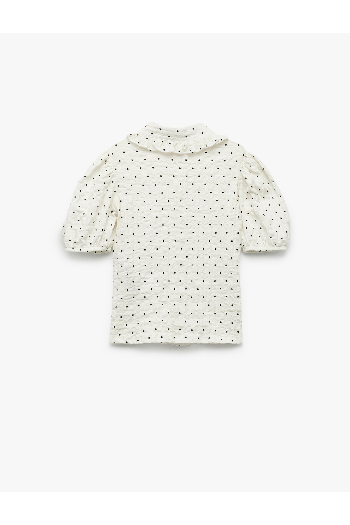 Koton Bebe Yaka Dokulu Rahat Kesim Kısa Kollu Pamuklu Puantiyeli Balon Kollu Gömlek fotoğrafı 2 (önizleme)