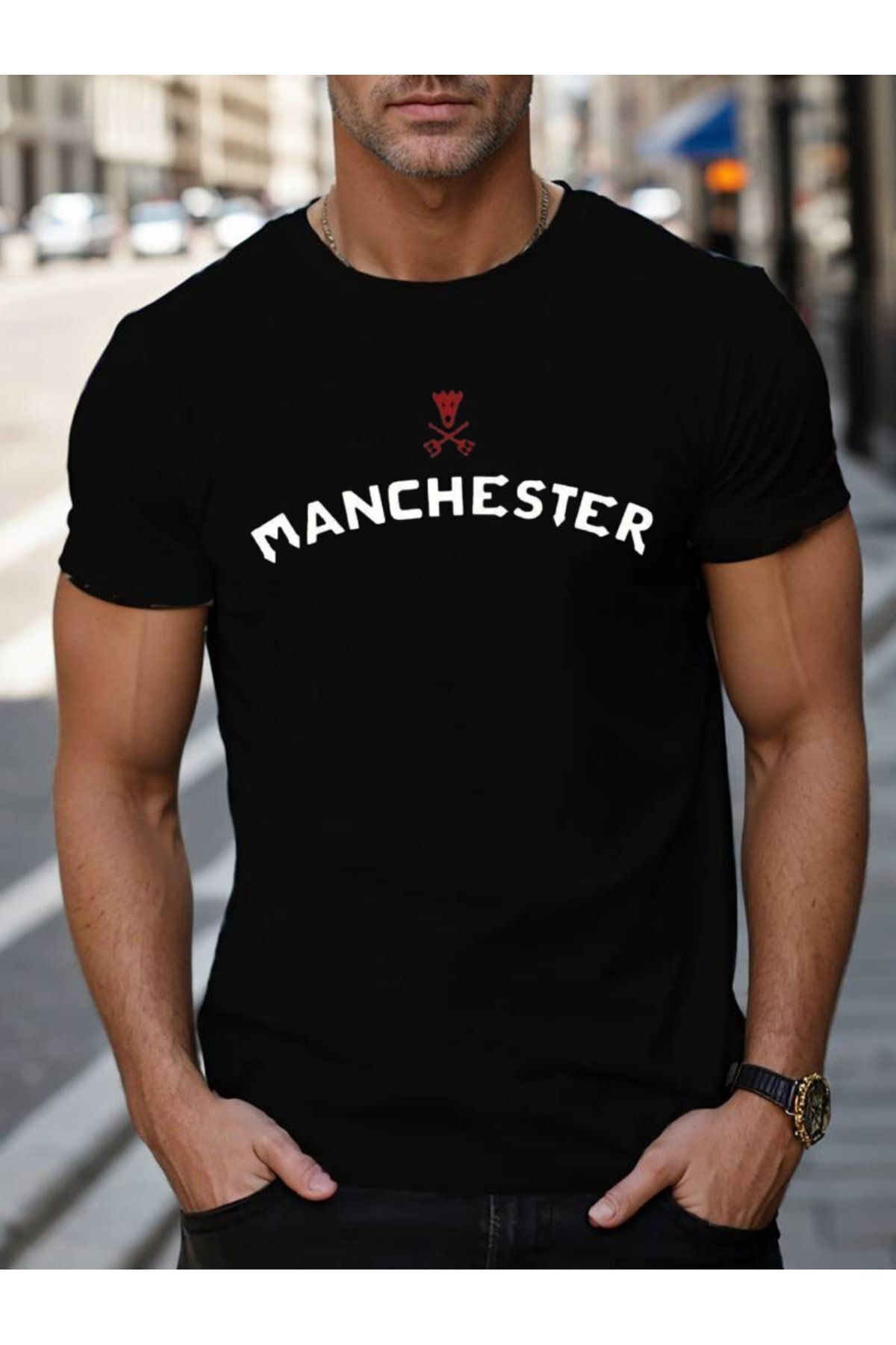 Hunors Sportswear & Company Manchester Baskılı Pamuk T-shirt