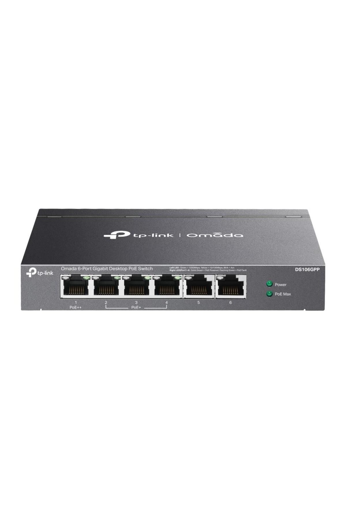 Vobotek Teknoloji Omada -Link DS106GPP 4 Port 10-100-1000 Poe+ Switch 2 Port Uplink Çelik Kasa Rack Mount