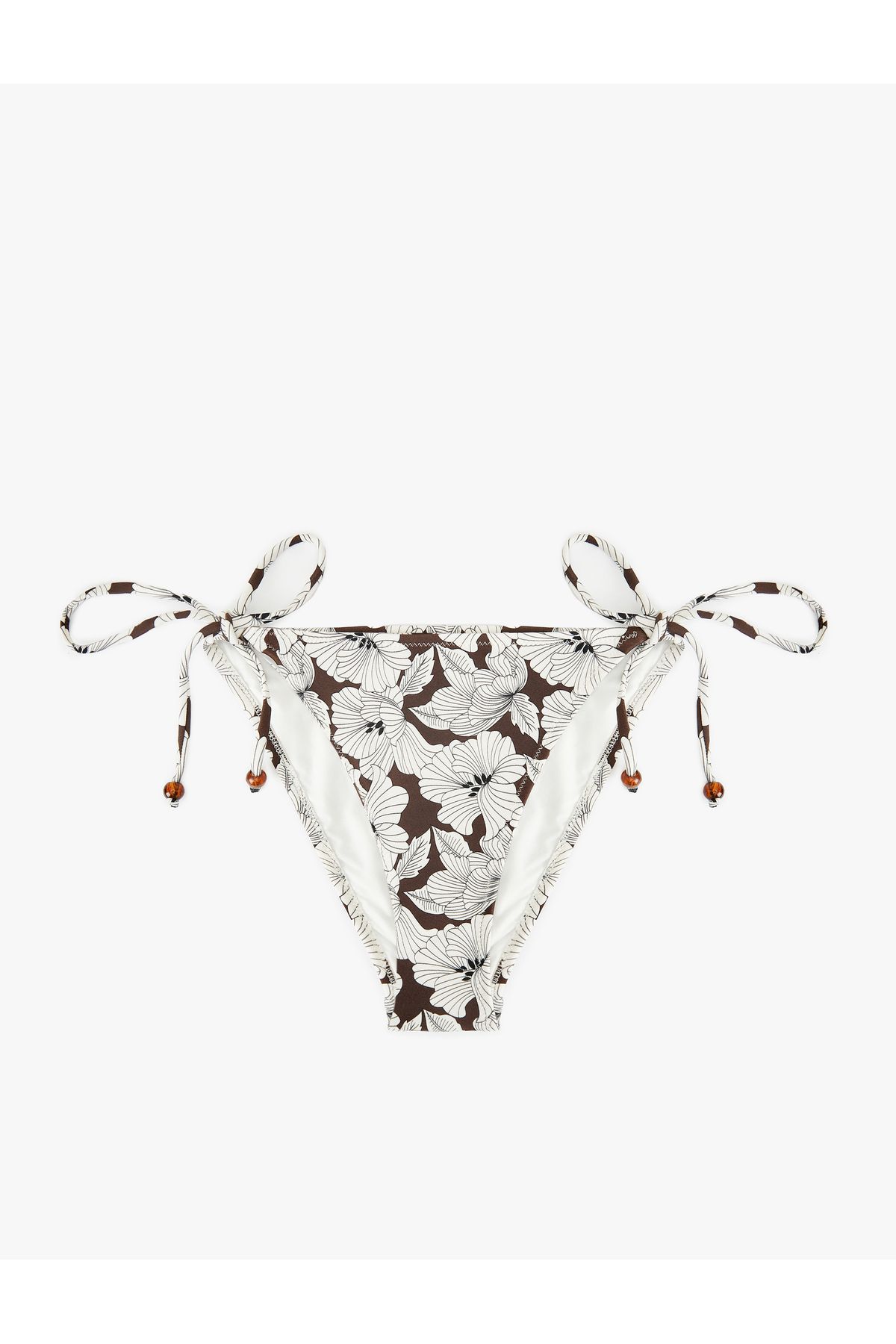 Koton Astarlı Boncuk Detaylı Yanları İpli Çiçekli Bikini Altı