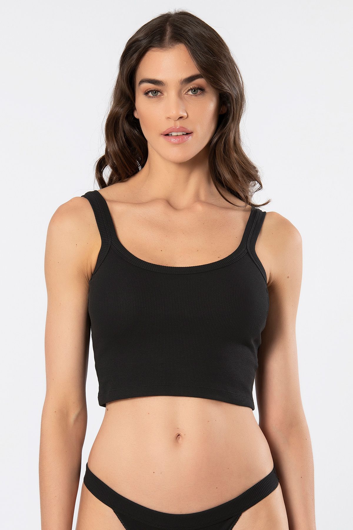 TÜREN 3405 Kadın Askılı Ribana Crop Atlet