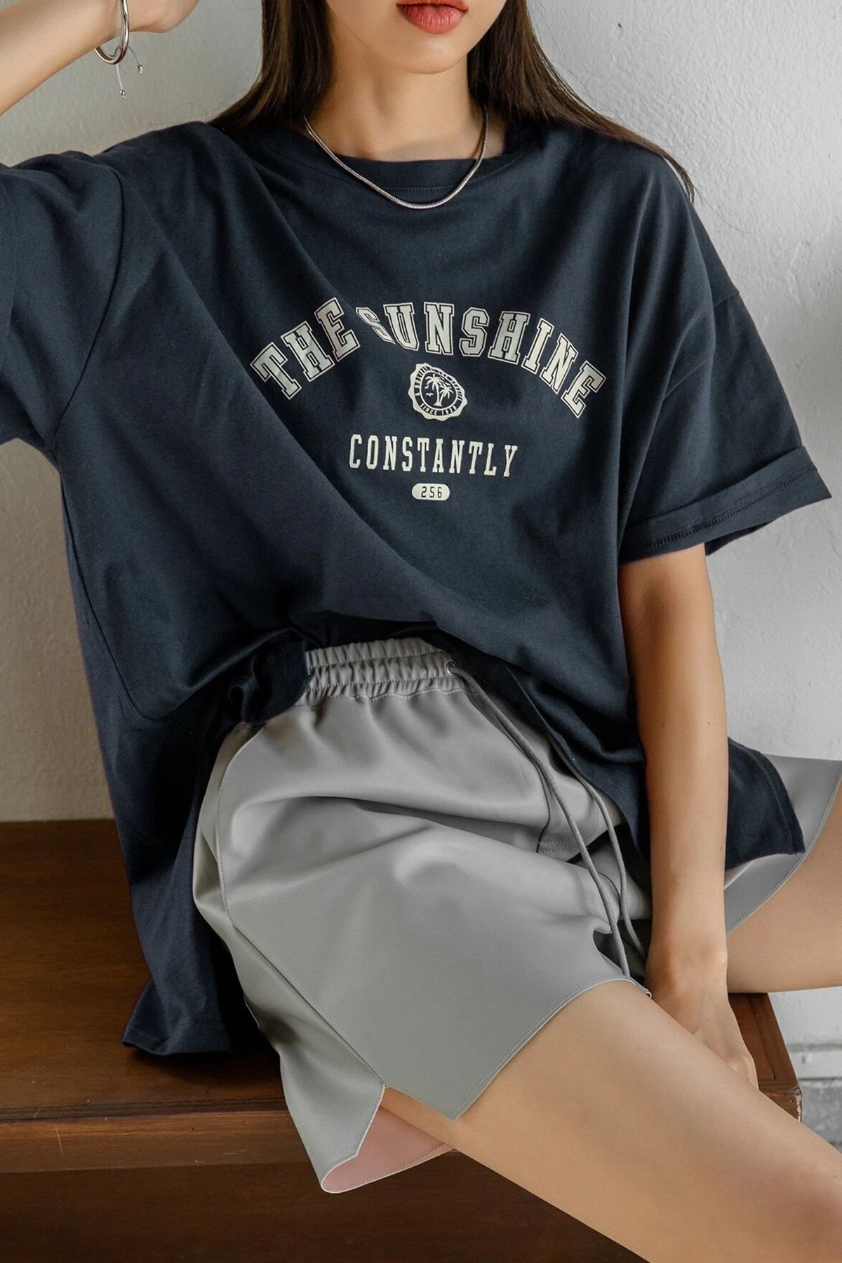 Boi Kadın The Sunshine Baskılı Tasarım Tshirt Oversize Salaş