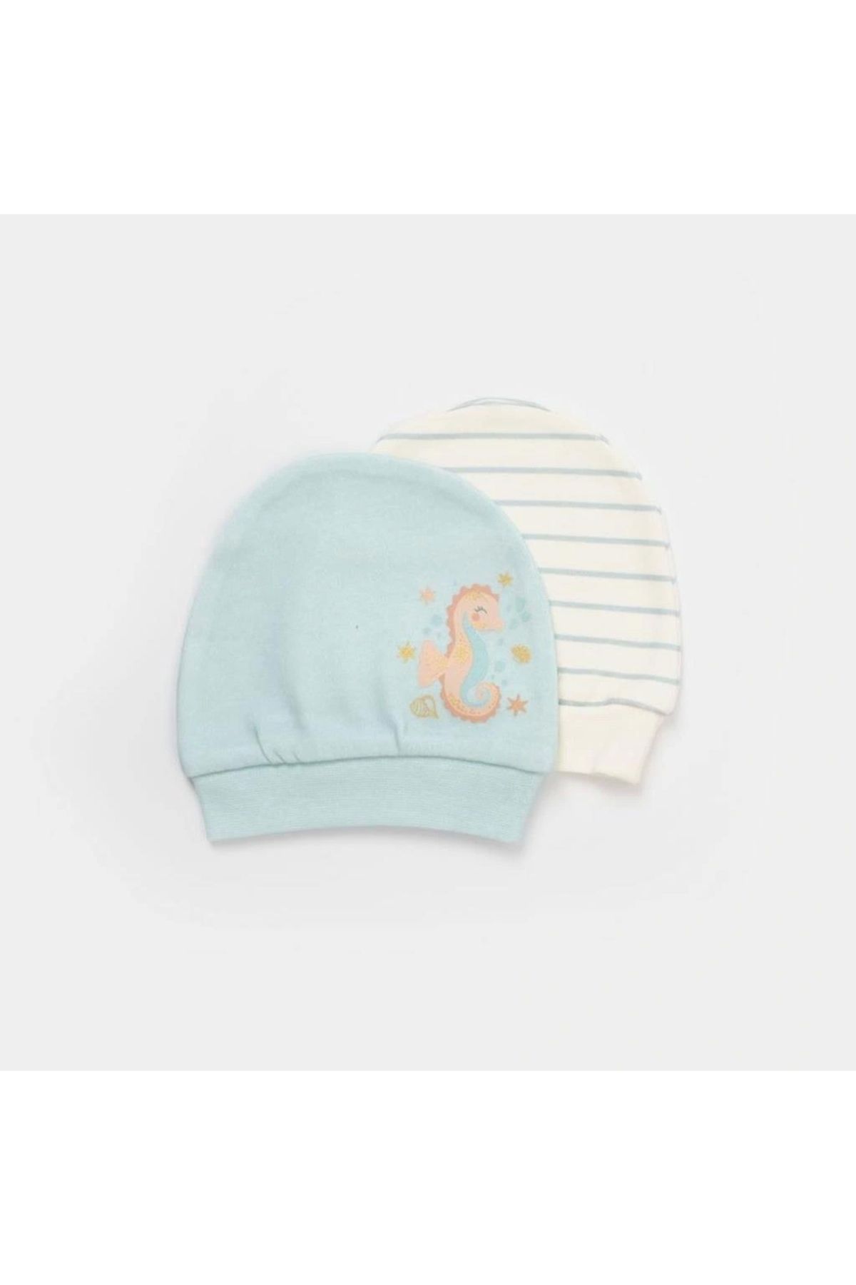 OurStyles Save The Seahorse 2'Li Bebek Şapka 72231 Bej-Mint