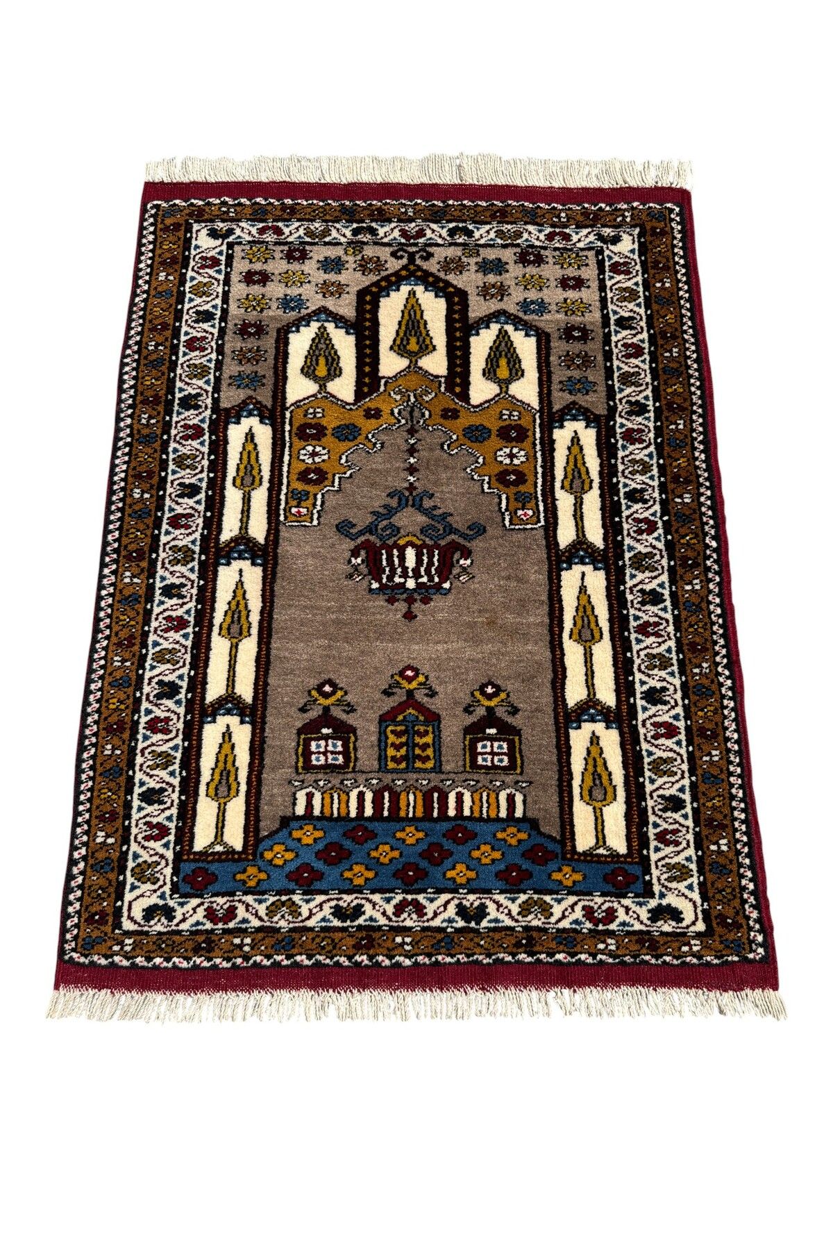 BURAK HALI El Dokuma Sıfır Yahyalı Halısı Seccade 80x115 Vizon Yün Namazlık