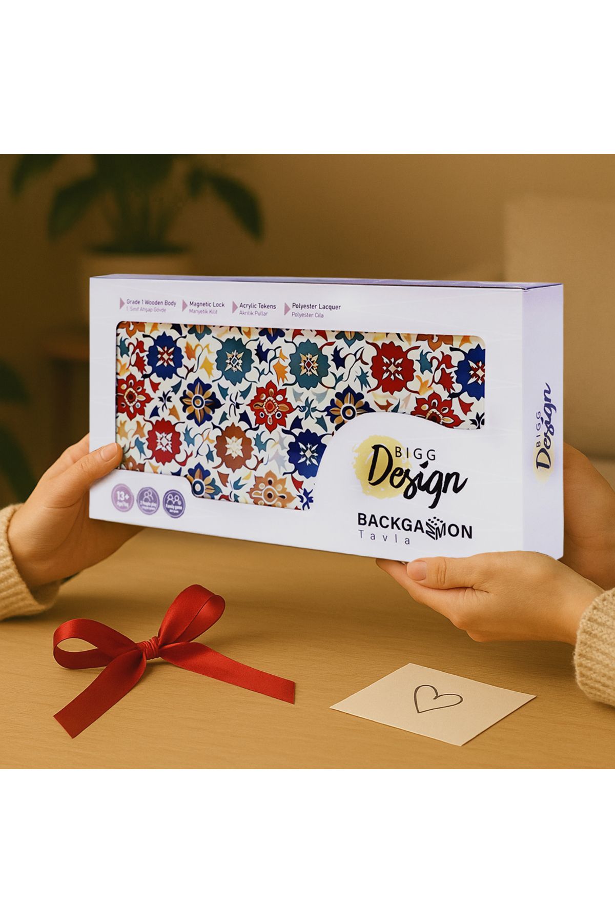 Biggdesign-Bloom Backgammon |   Mdf Case with Anti-Scratch Floor, Magnets, Polyester Stamps 8