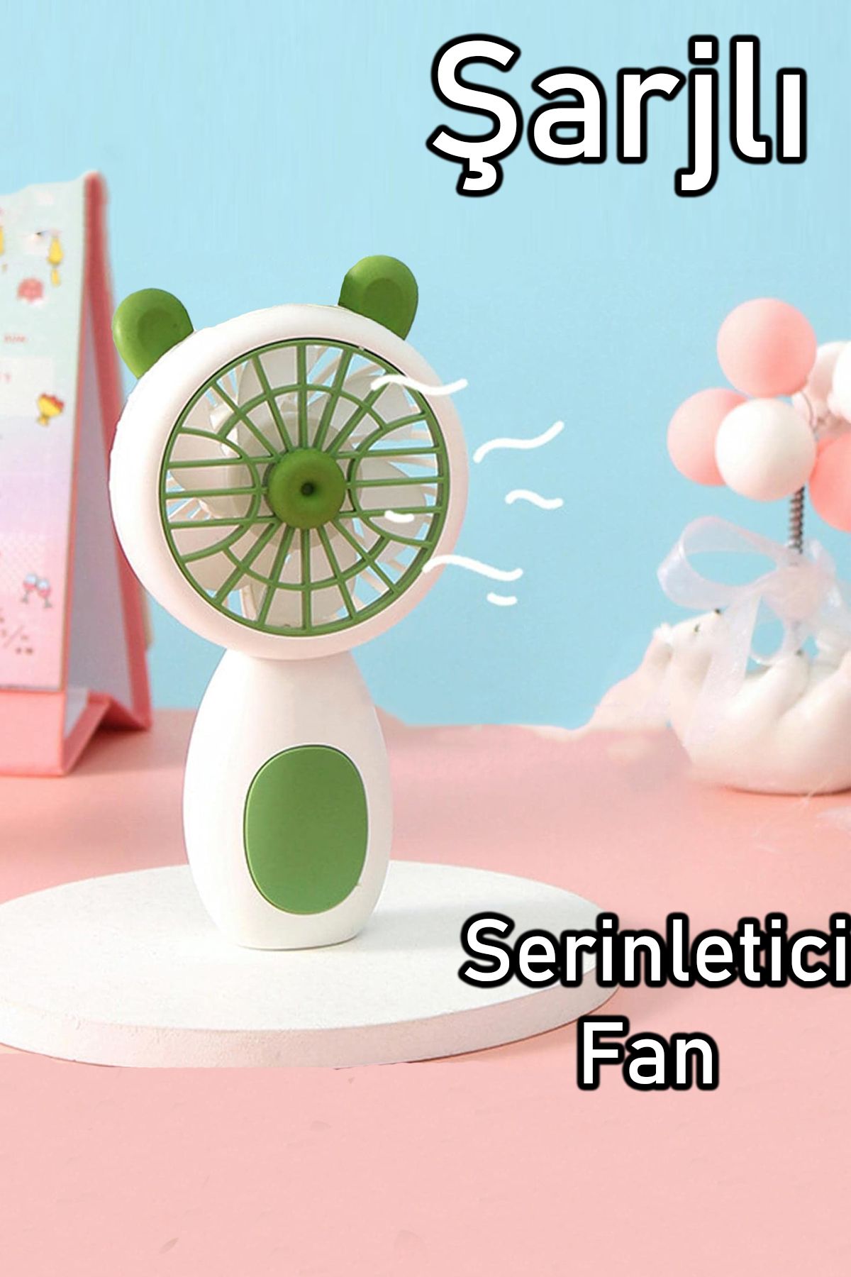 nextbuy Mini El Fanı Masa Fanı Soğutucu Pervane TaşınabilirŞarj EdilebilirPratik Mini VantilatörYeşil DD5625
