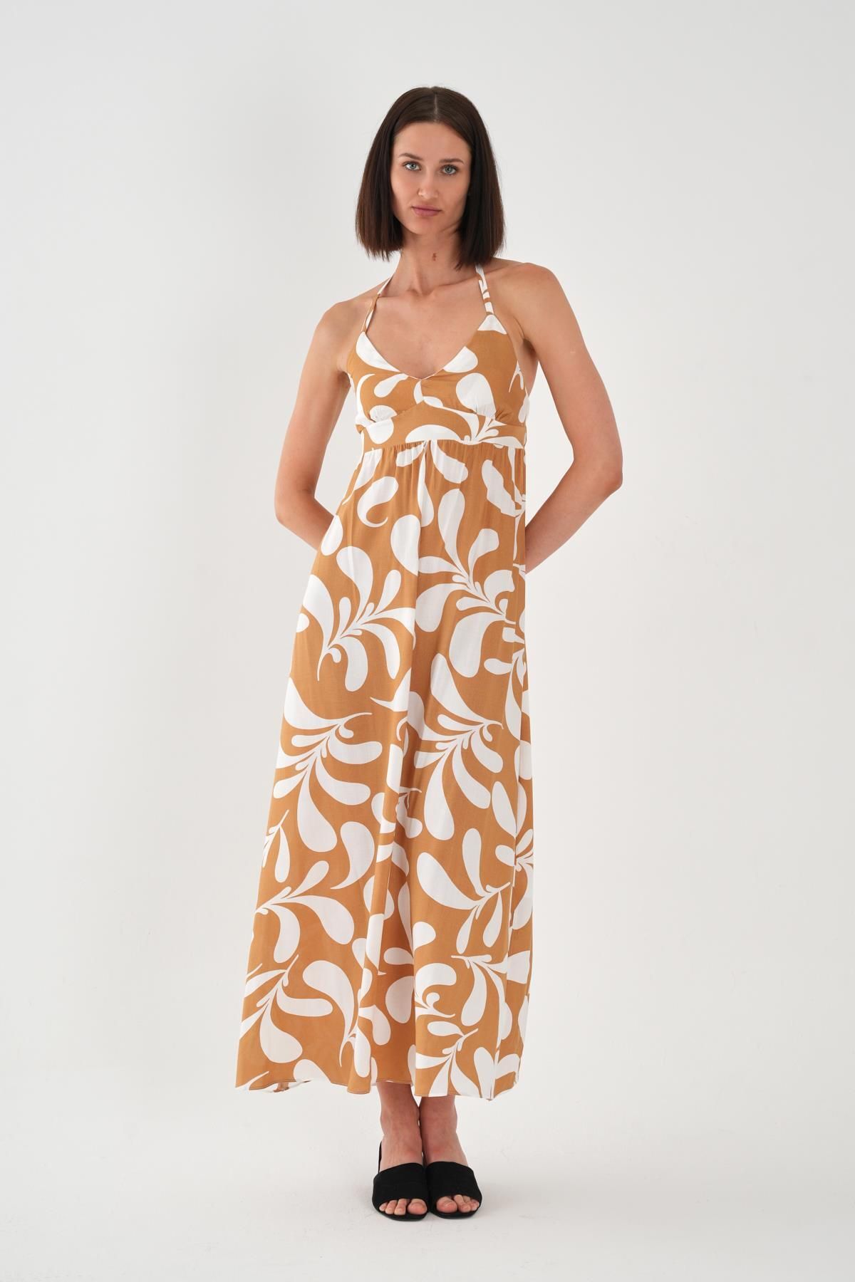 ALEXANDERGARDI Desenli Halter Yaka Maxi Elbise
