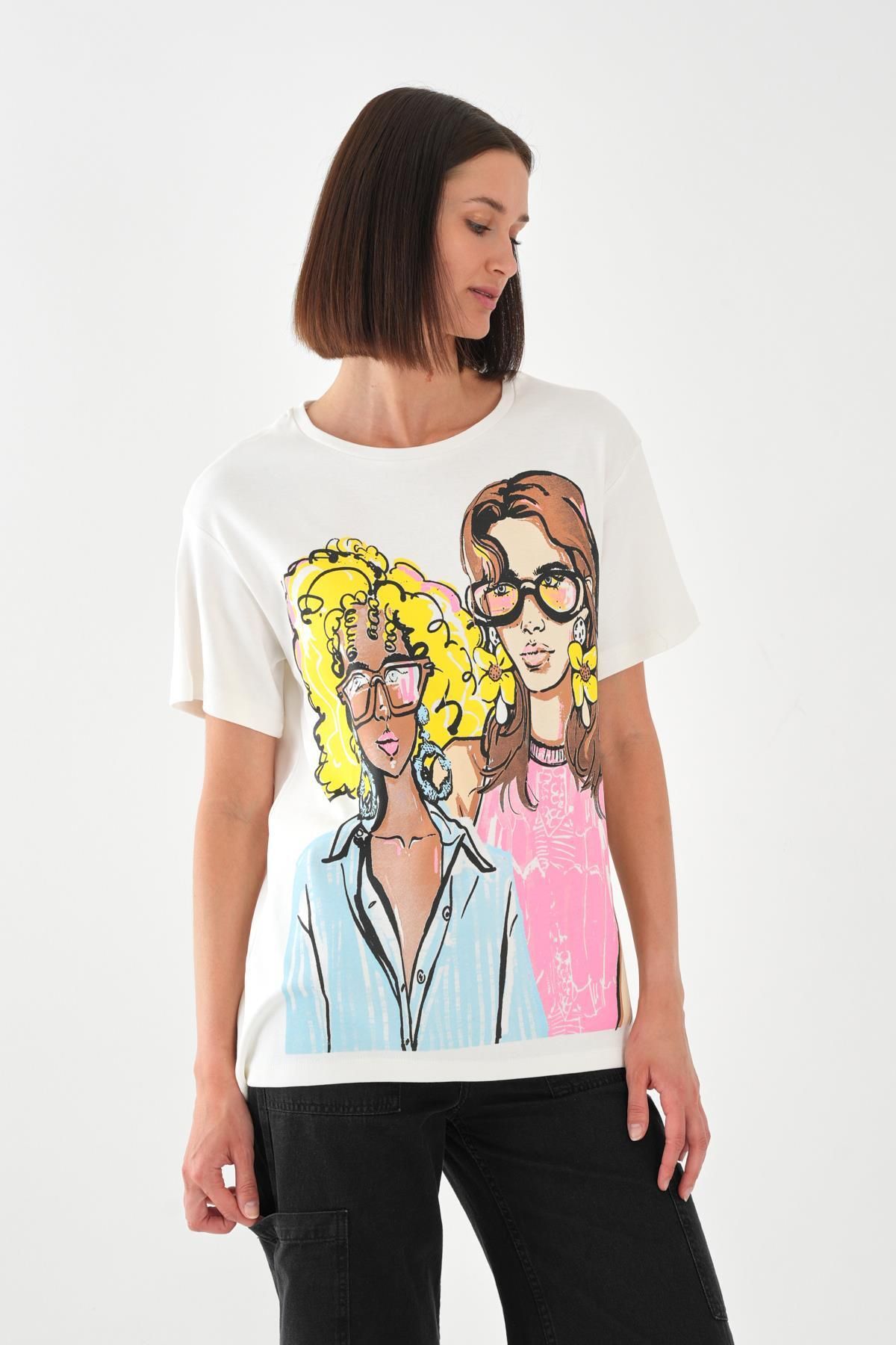 ALEXANDERGARDI Baskılı Bisiklet Yaka Kadın T-shirt