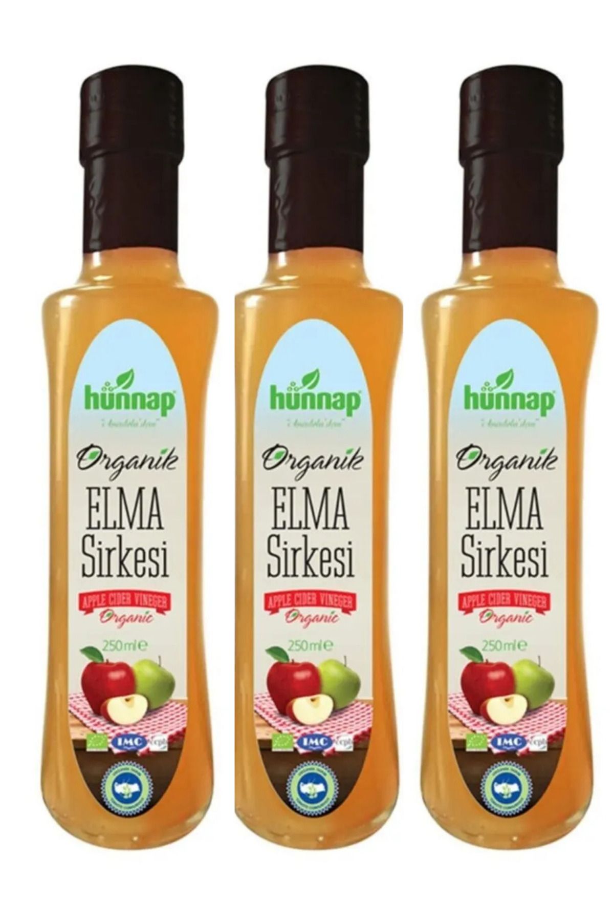Hünnap 250 ml x 3 Adet Organik Elma Sirkesi