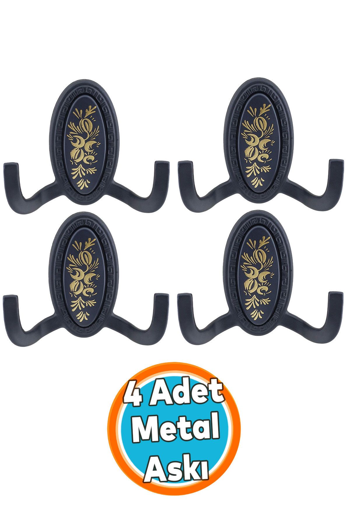 NZB Duvar Vestiyer Askısı Metal Dolap Elbise Havlu Askılığı Mat Siyah Askı Askılık 4 Adet