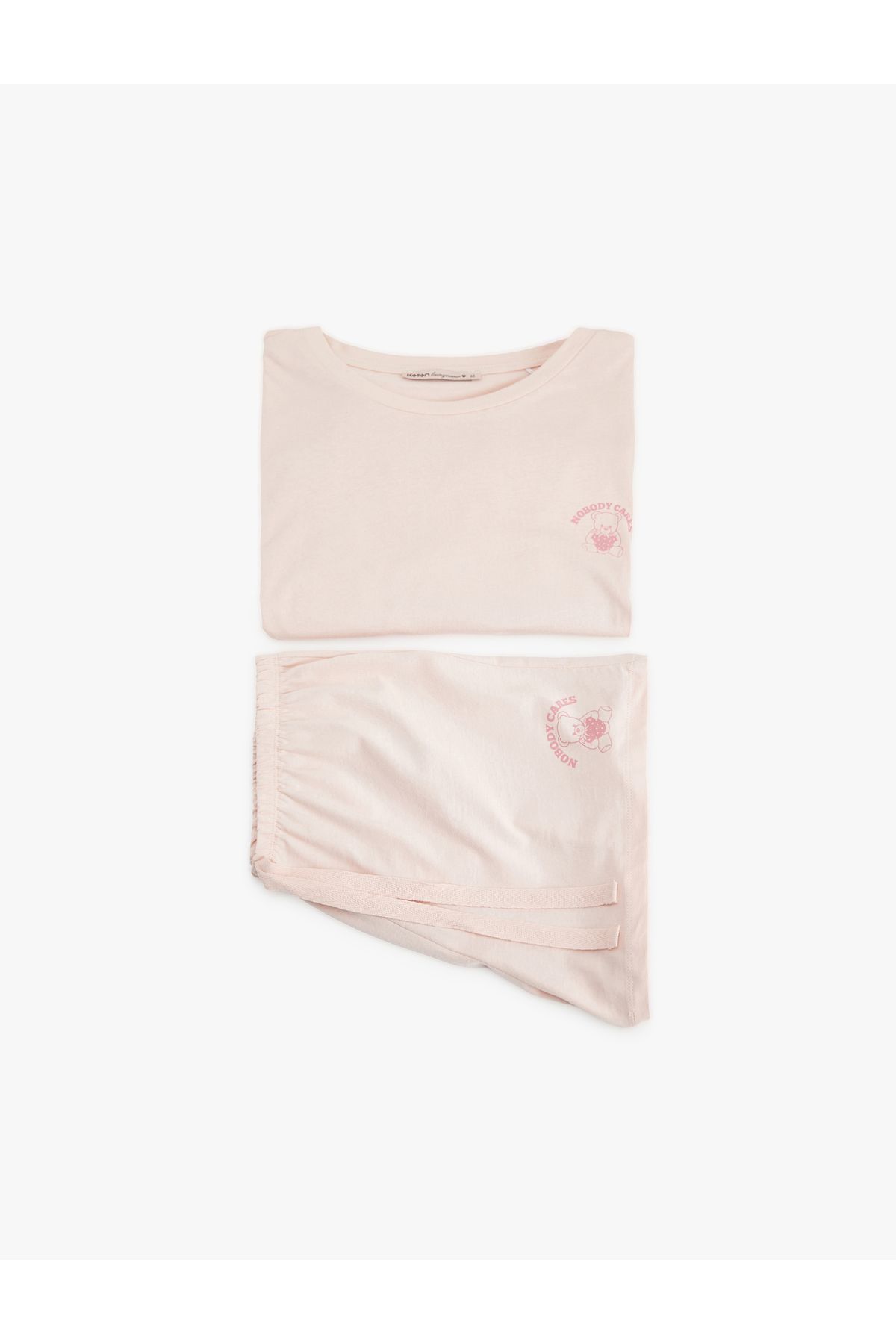 Koton Pamuklu Beli Bağcıklı Kısa Kollu Şortlu Pijama Takımı