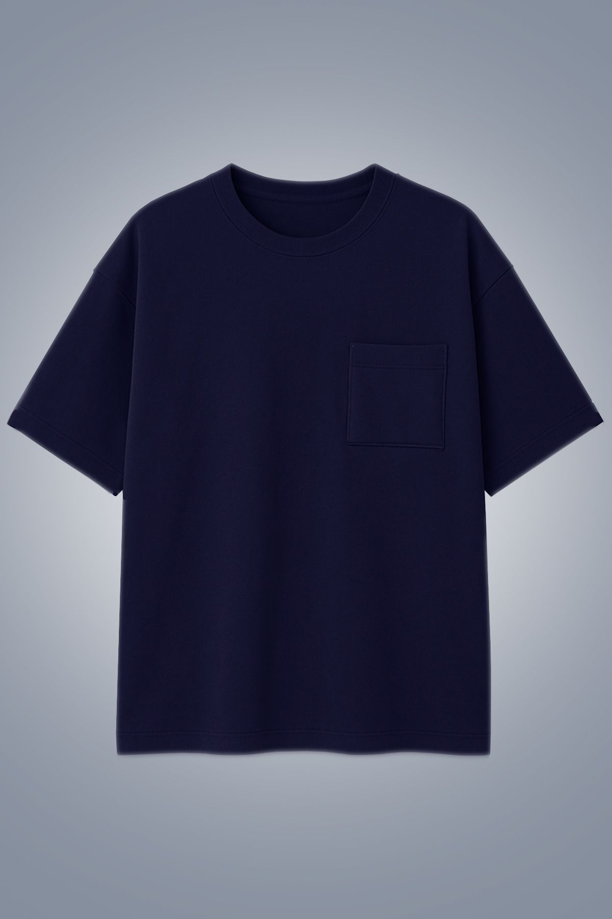 bilcee Erkek Koyu Lacivert Oversize Cepli Tişört 4582
