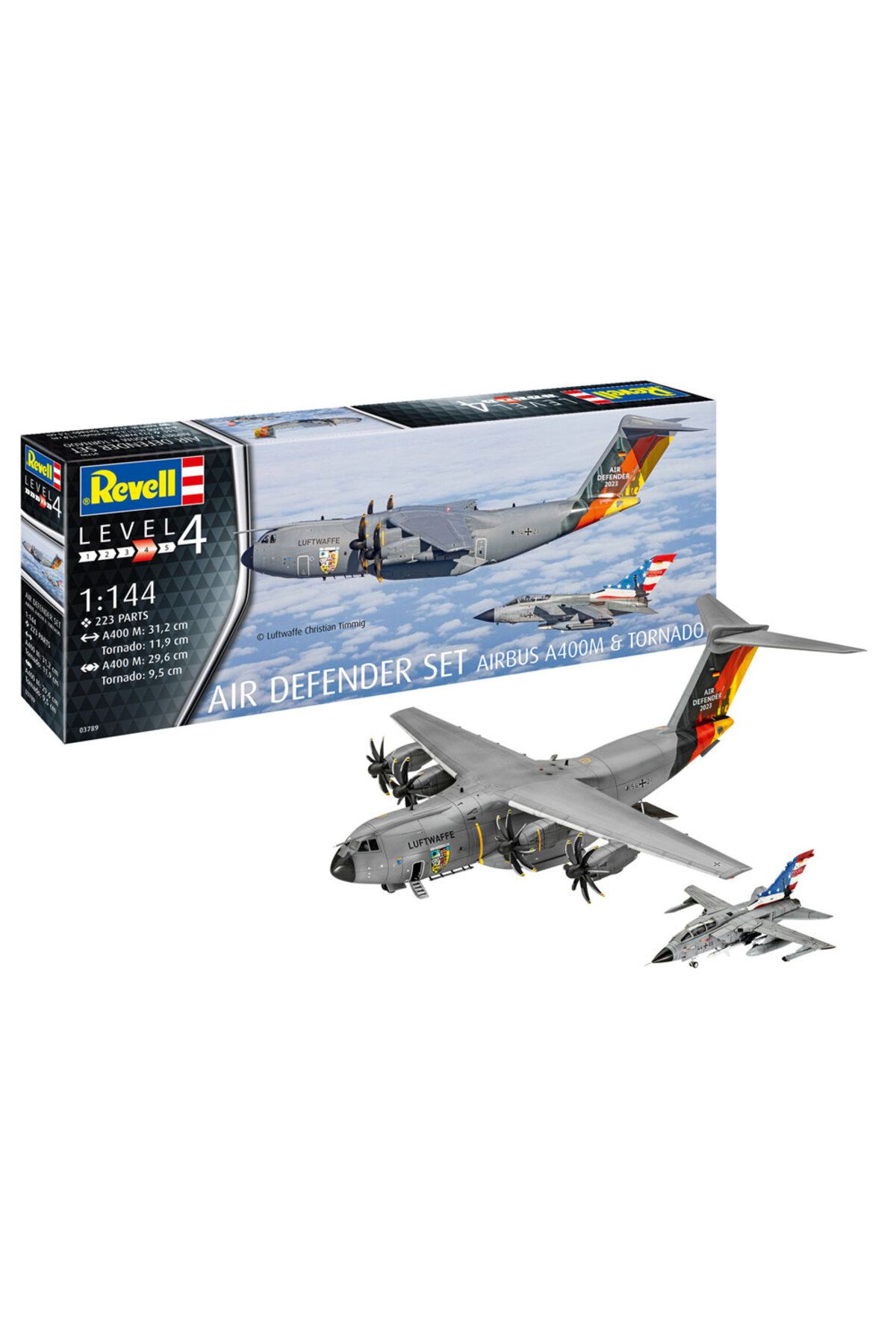 REVELL Model Kit Uçak Air Defender Set Airbus A400m Tornado 03789