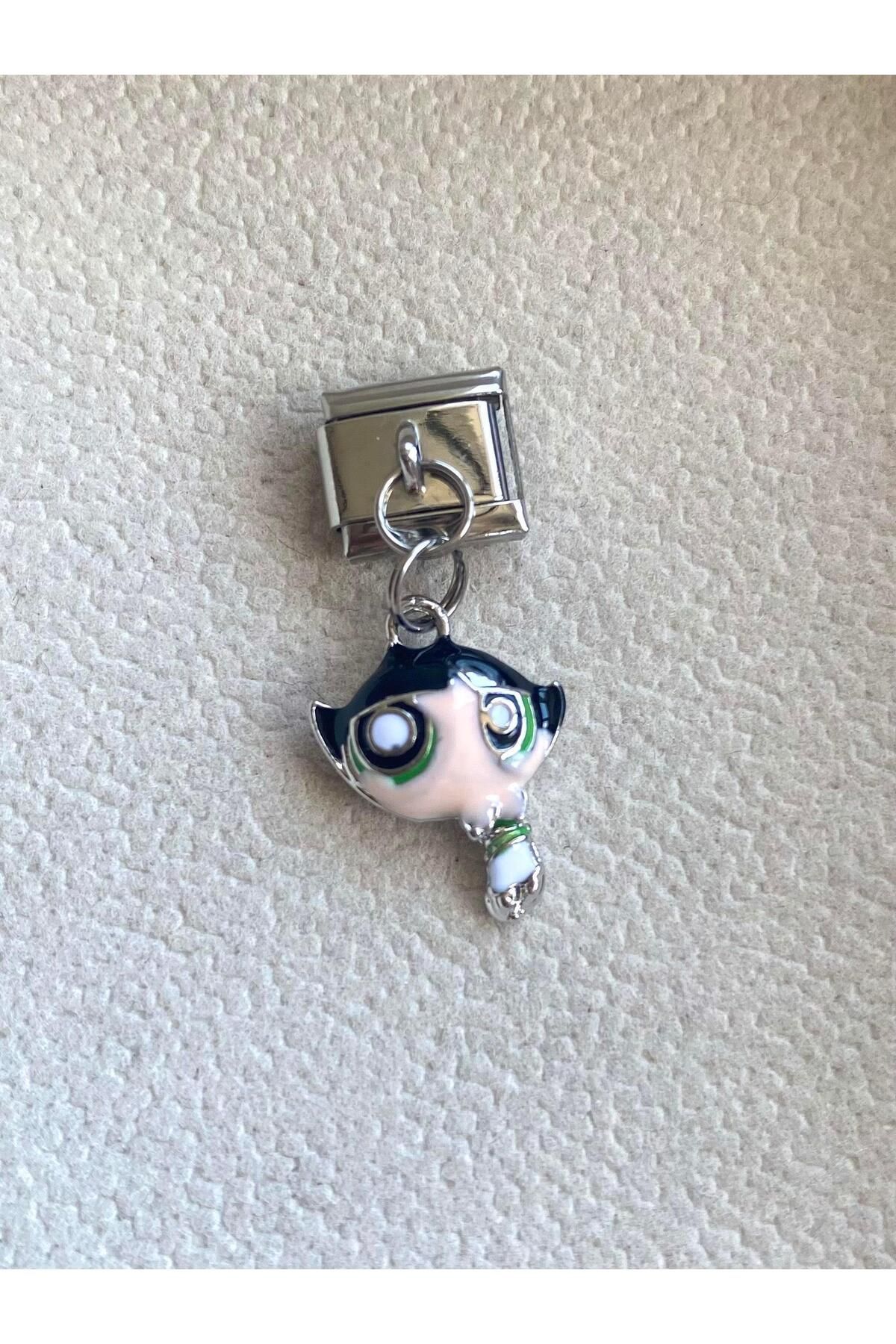 Modadiro İtalyan Charm Sallantılı Powerpuff Girl Buttercup Charm