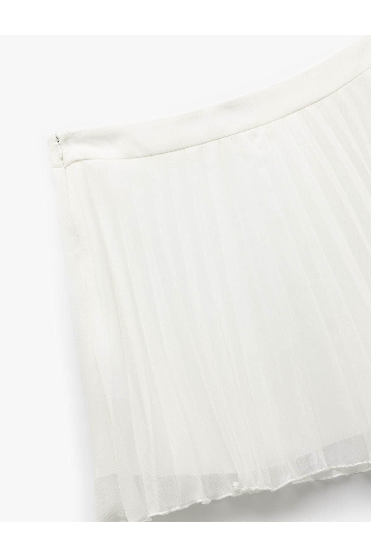 Koton-Pleated Lined Chiffon Mini Skirt 5