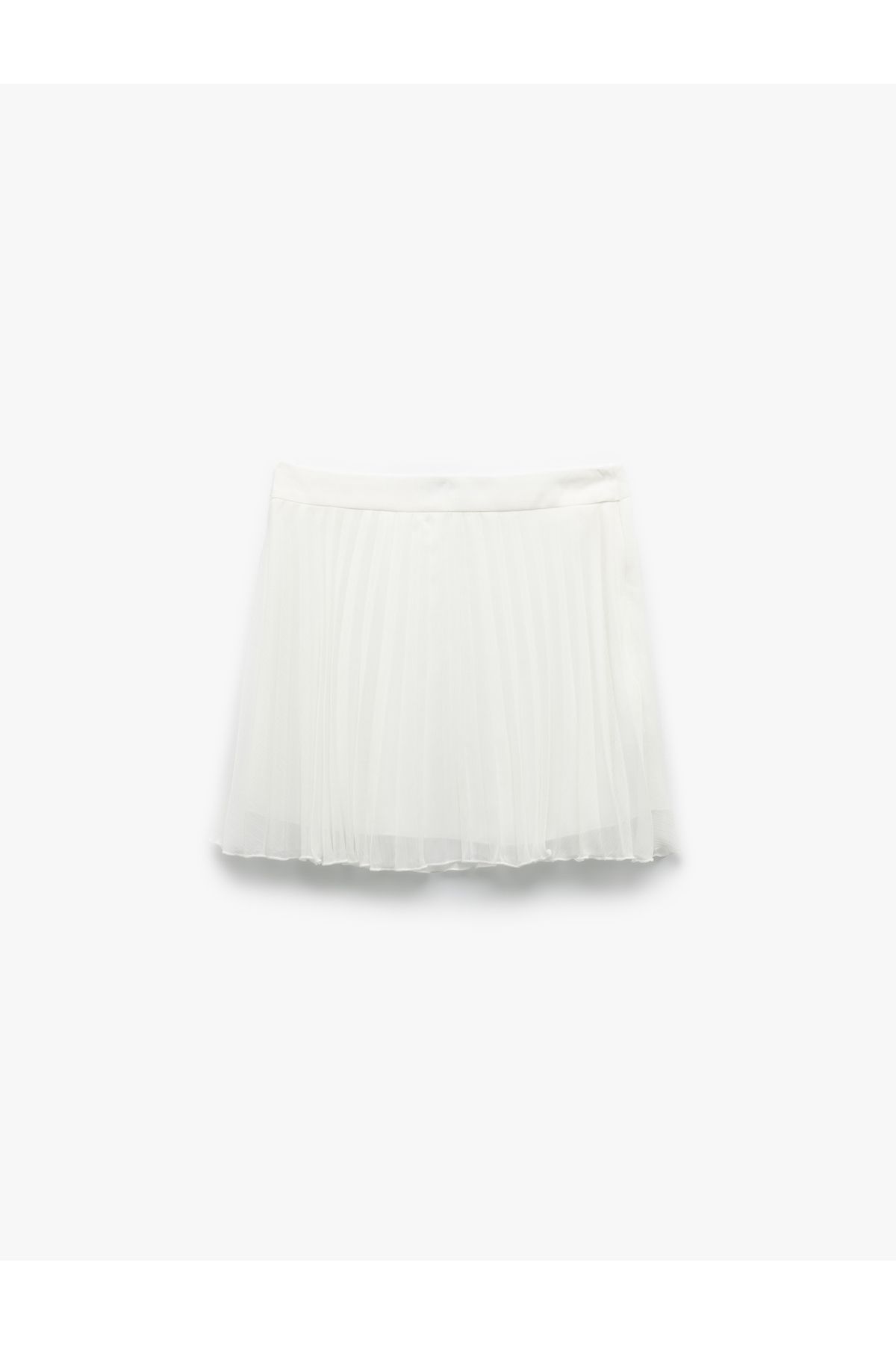 Koton-Pleated Lined Chiffon Mini Skirt 4