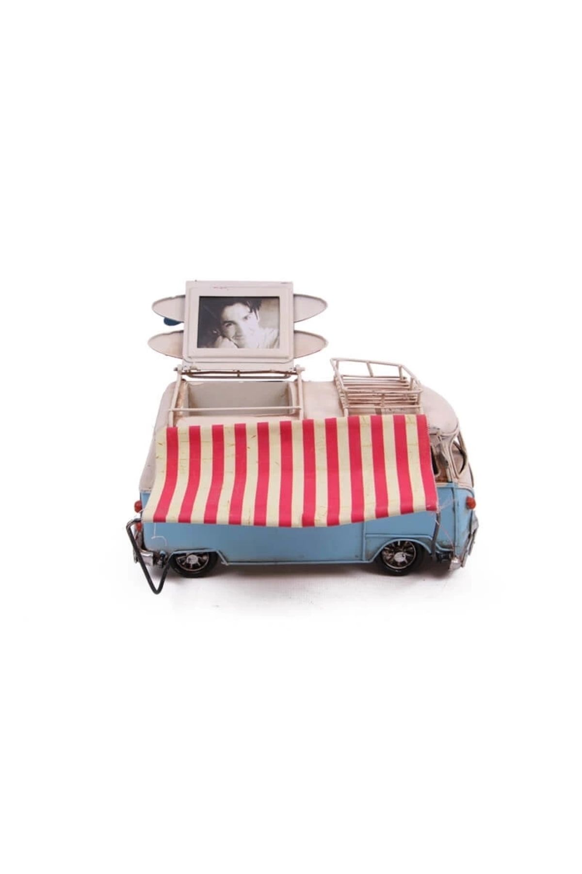 No8 Home Dekoratif Metal Minibüs Çerçeveli, Kalemlik Ve Tenteli