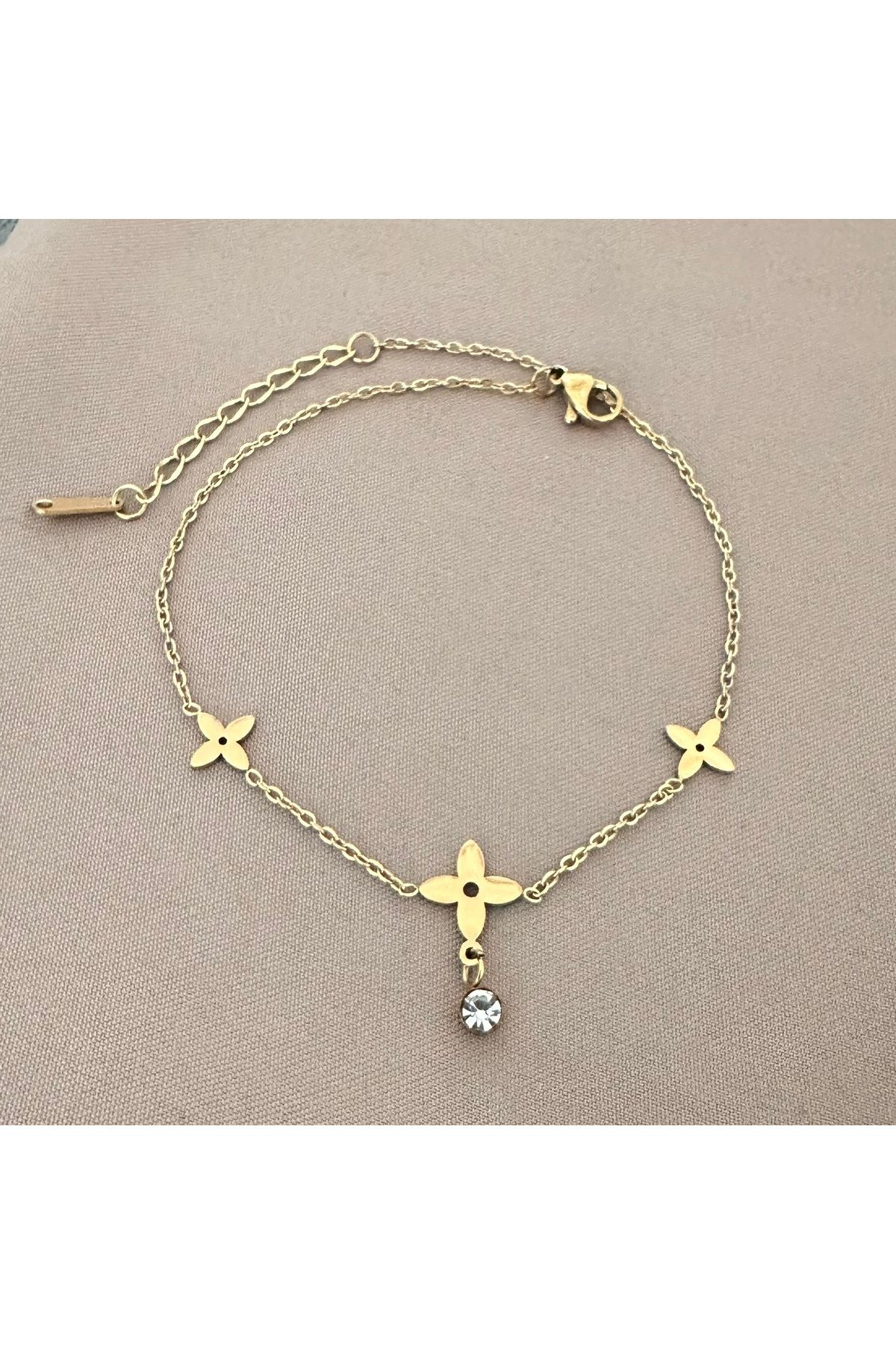 lolajewelry luxury steel gold renk zirkon taşlı yıldız çiçeği çelik Halhal