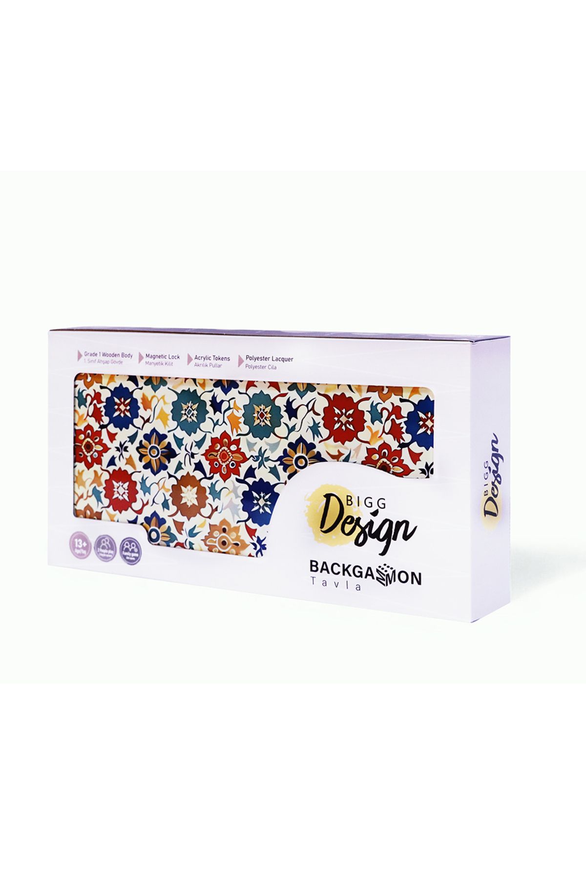 Biggdesign-Bloom Backgammon |   Mdf Case with Anti-Scratch Floor, Magnets, Polyester Stamps 4