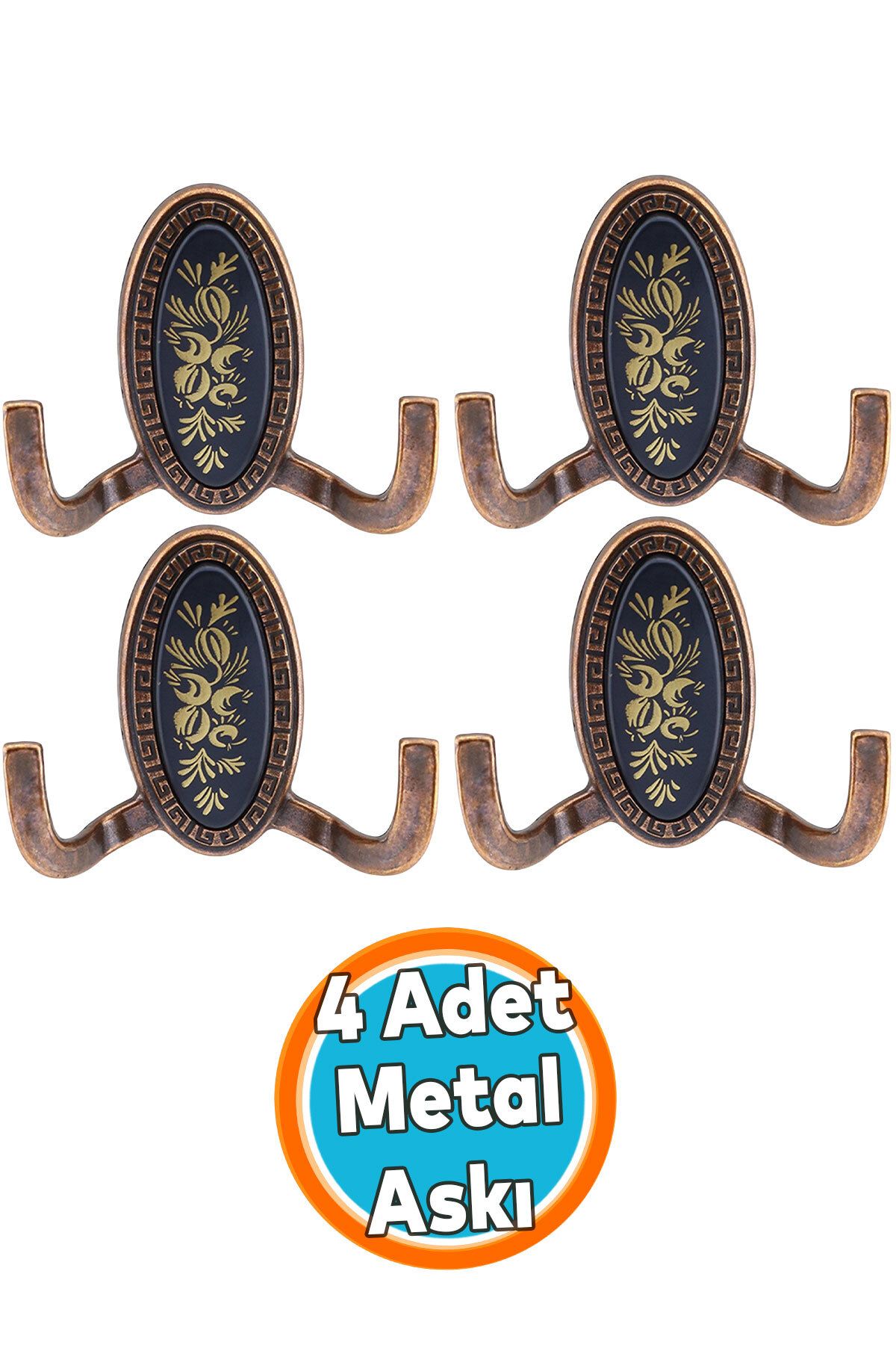 NZB Duvar Vestiyer Askısı Metal Dolap Elbise Havlu Askılığı Antik Bakır Askı Askılık 4 Adet