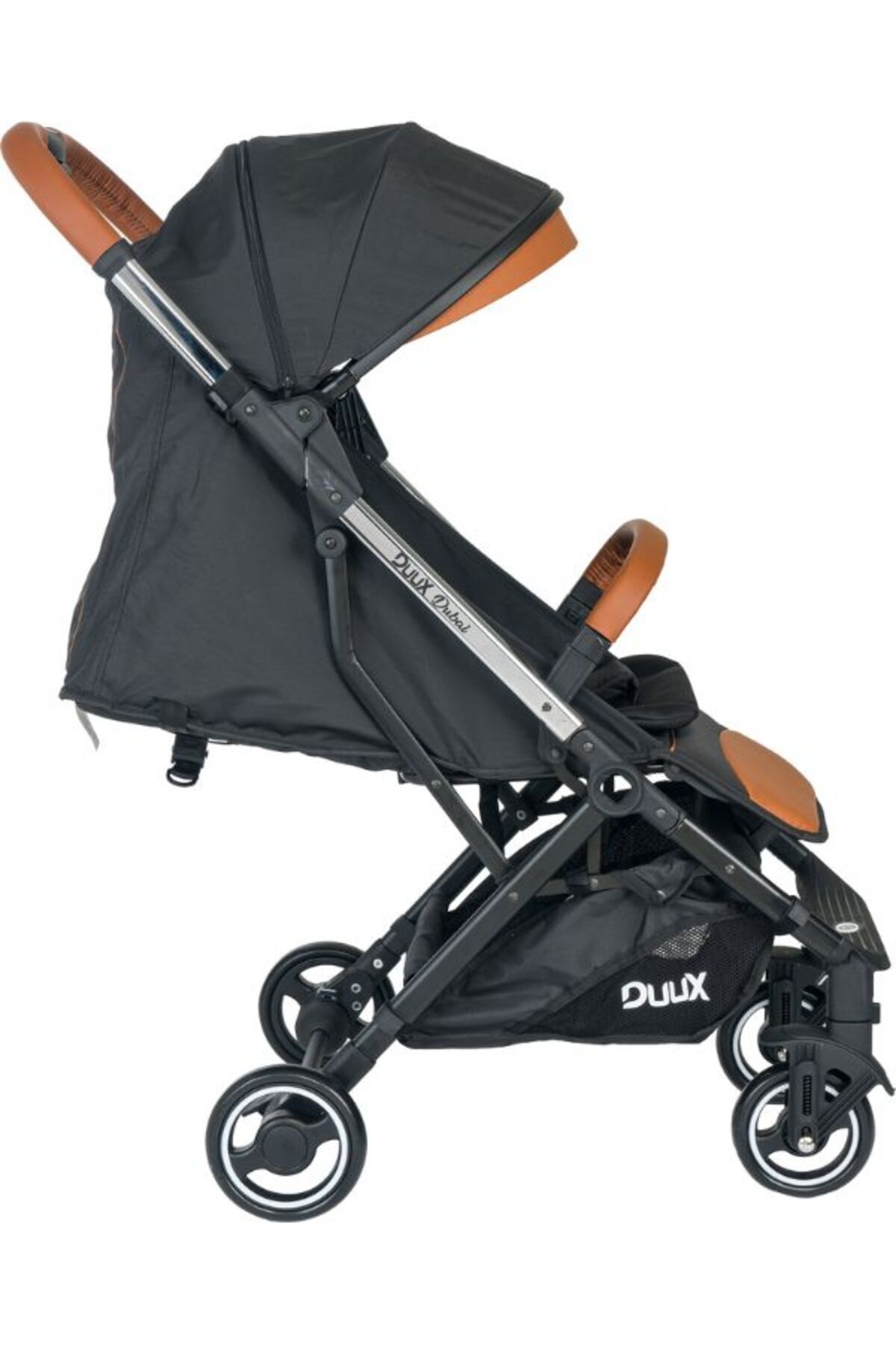 Duux Dubai Kolay Katlanabilen Tam Yatarlı Ayak Örtülü Çekmek Kollu Kabin Bebek Arabası Gri fotoğrafı 4 (önizleme)