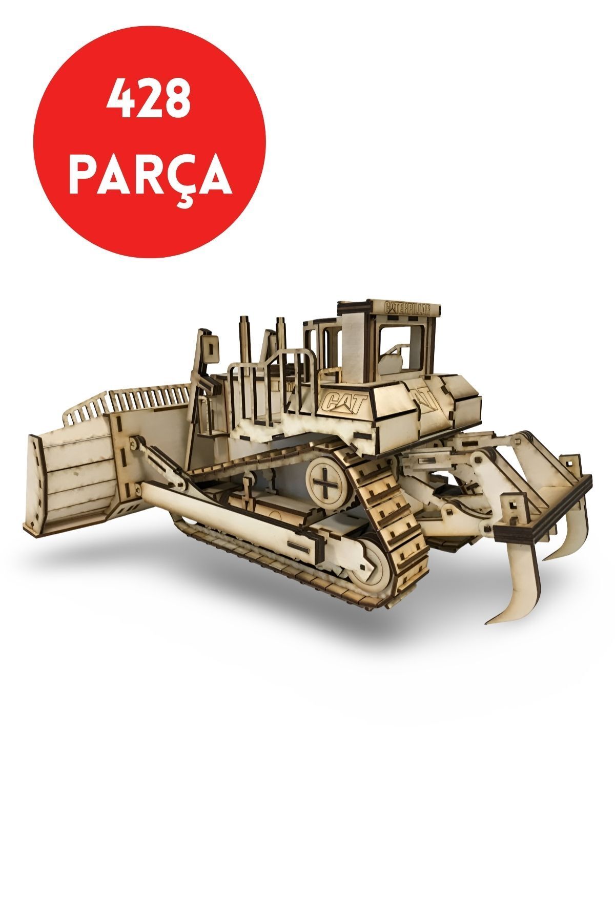 ALGWOOD Ahşap Cat D11 Dozer Maketi - 428 Parça - Gerçekçi Ahşap Dozer Maketi