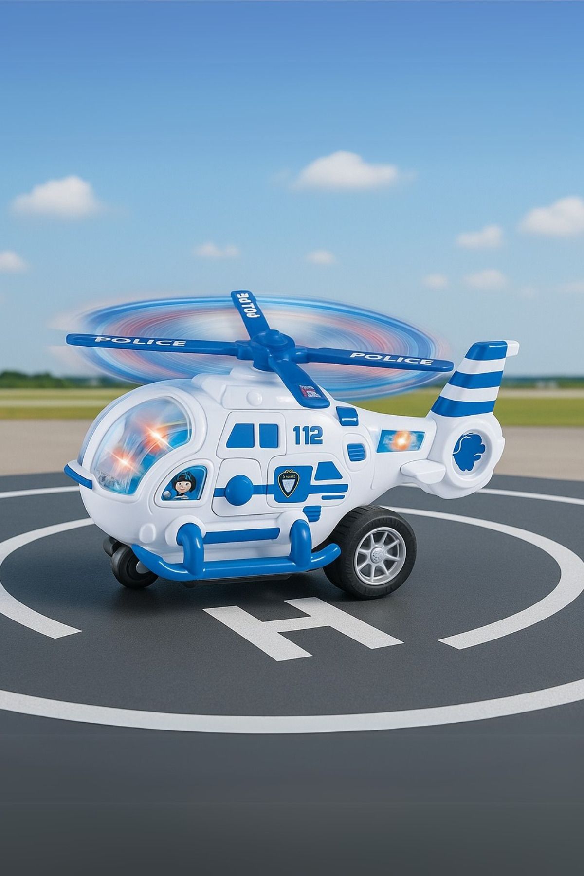 craftivio Uzaktan Kumandalı Şarjlı Sesli Polis Helikopter