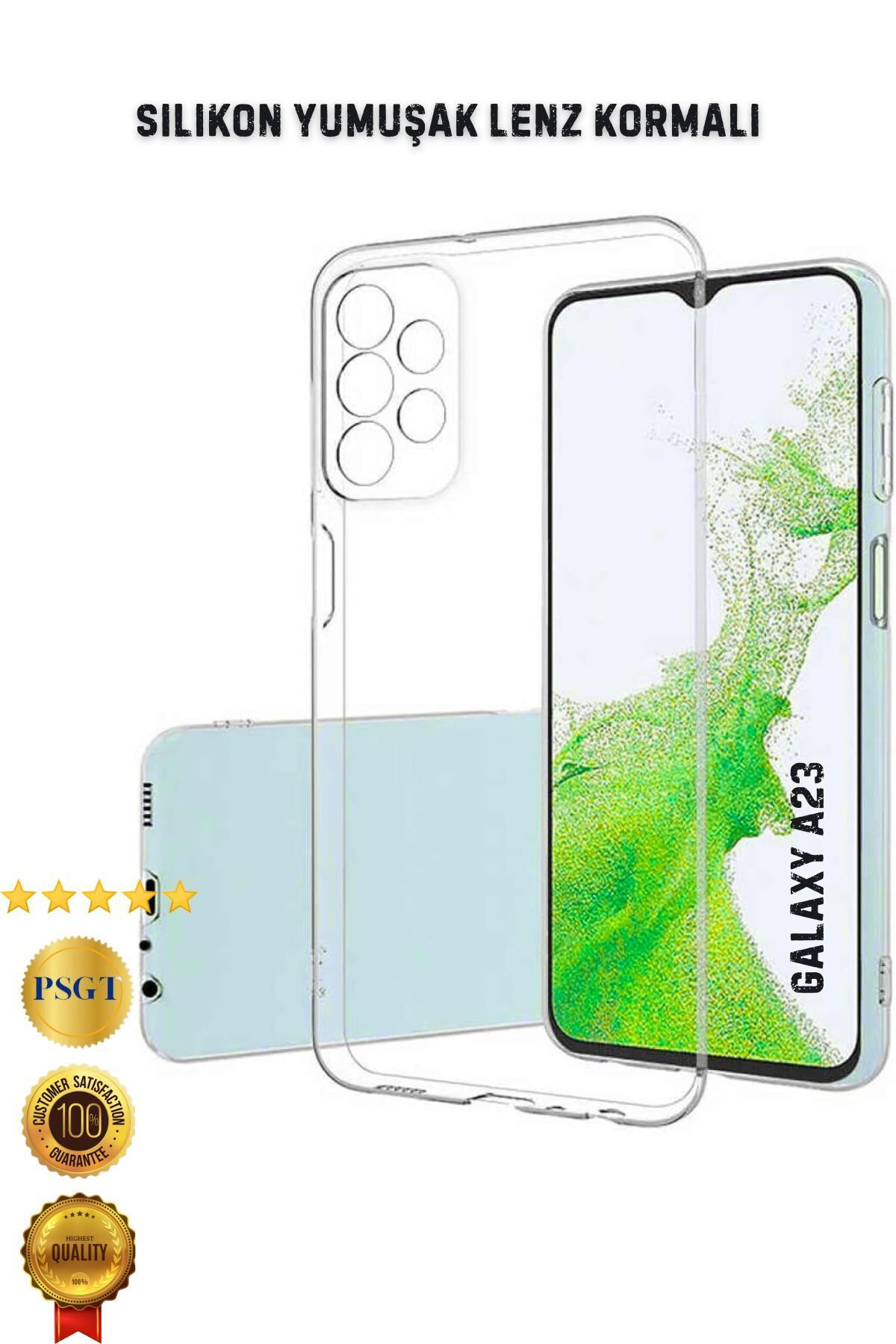 PSGT samsung galaxy ( A23 ) Uyumlu Kılıf Transparent Soft Şeffaf Lenz korumali