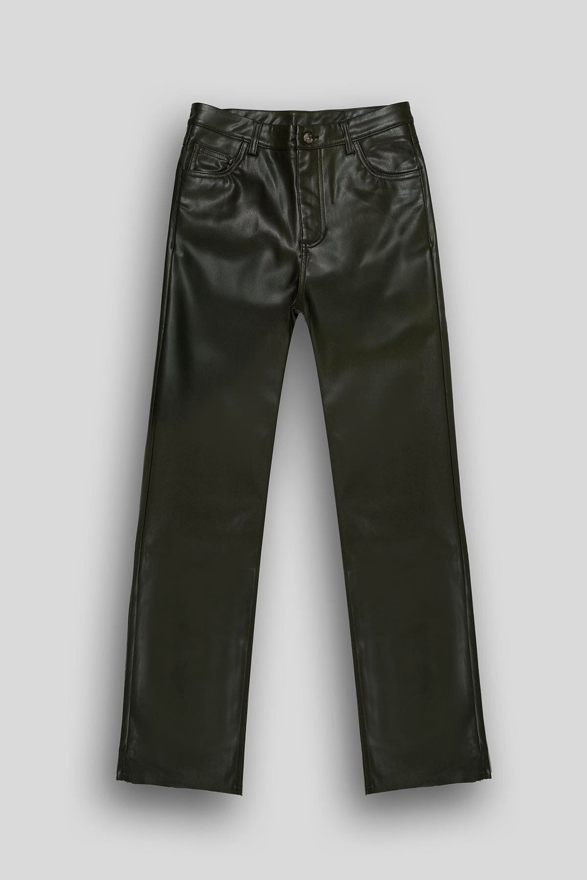 GMG FIRENZE Straight Fit Deri 5 Cep Kadın Pantolon