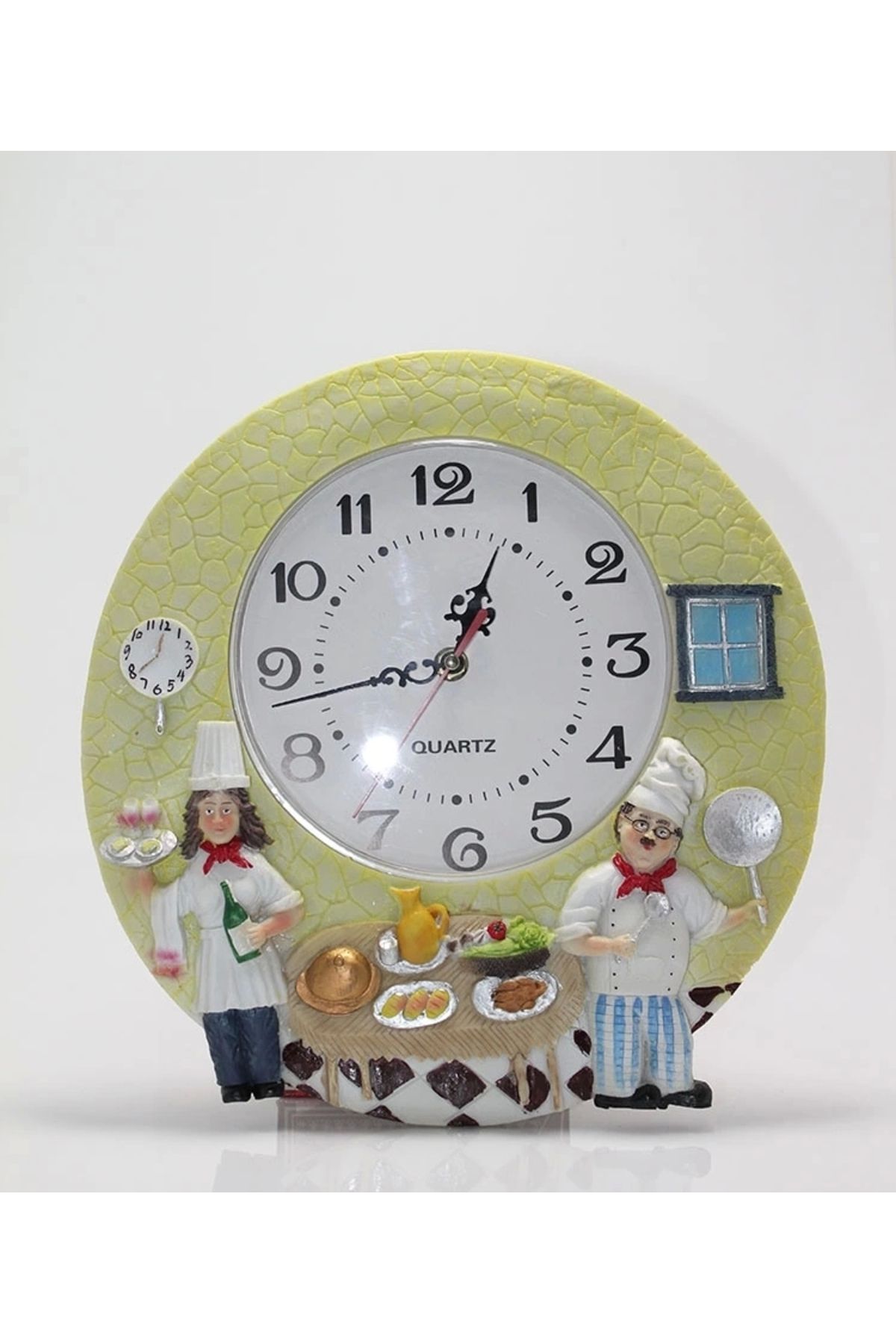No8 Home Duvara Asmalı Aşcı Tasarımlı Polyester Saat Alk1543