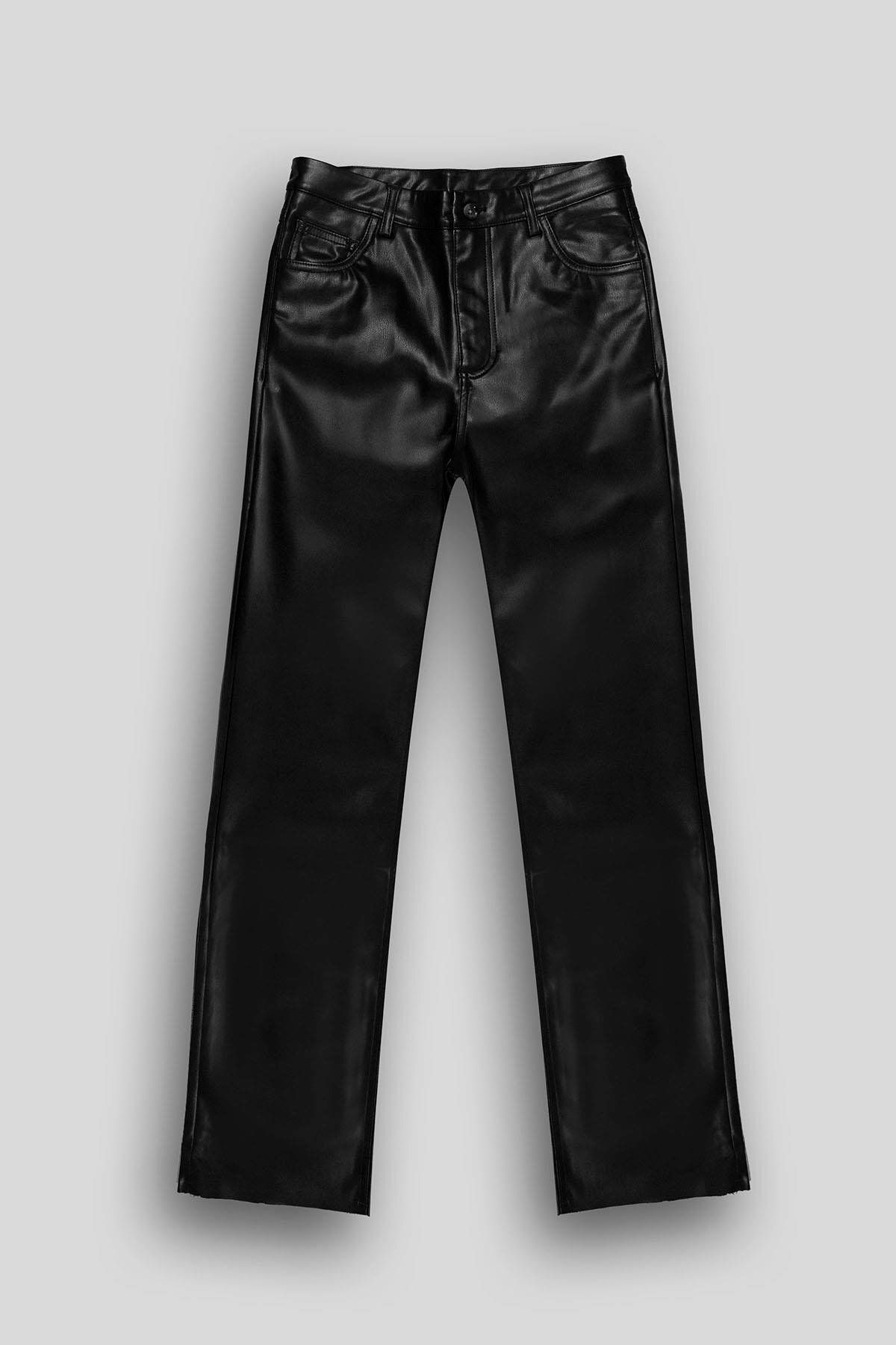 GMG FIRENZE Straight Fit Deri 5 Cep Kadın Pantolon