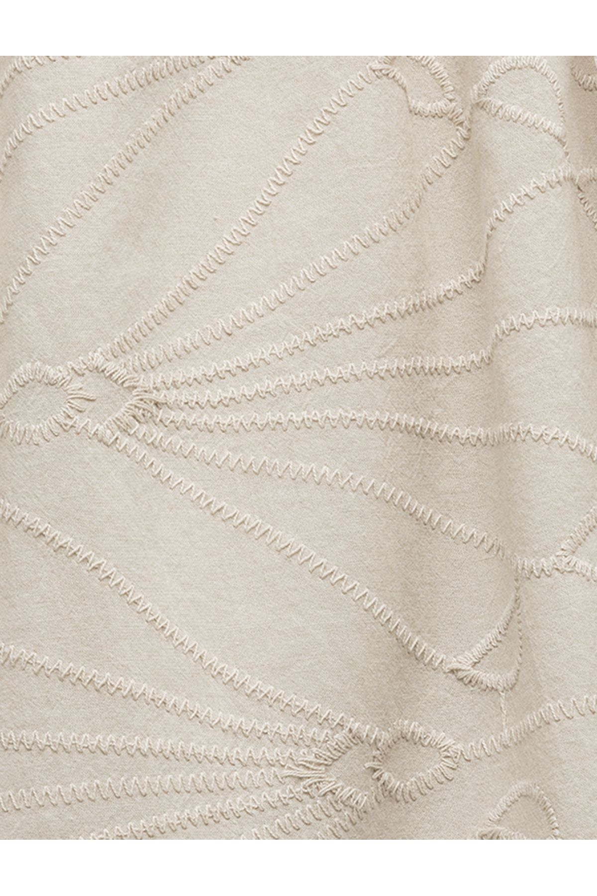 Koton-Cotton Pocketed Scalloped Embroidered Plain Wide Leg Trousers 6