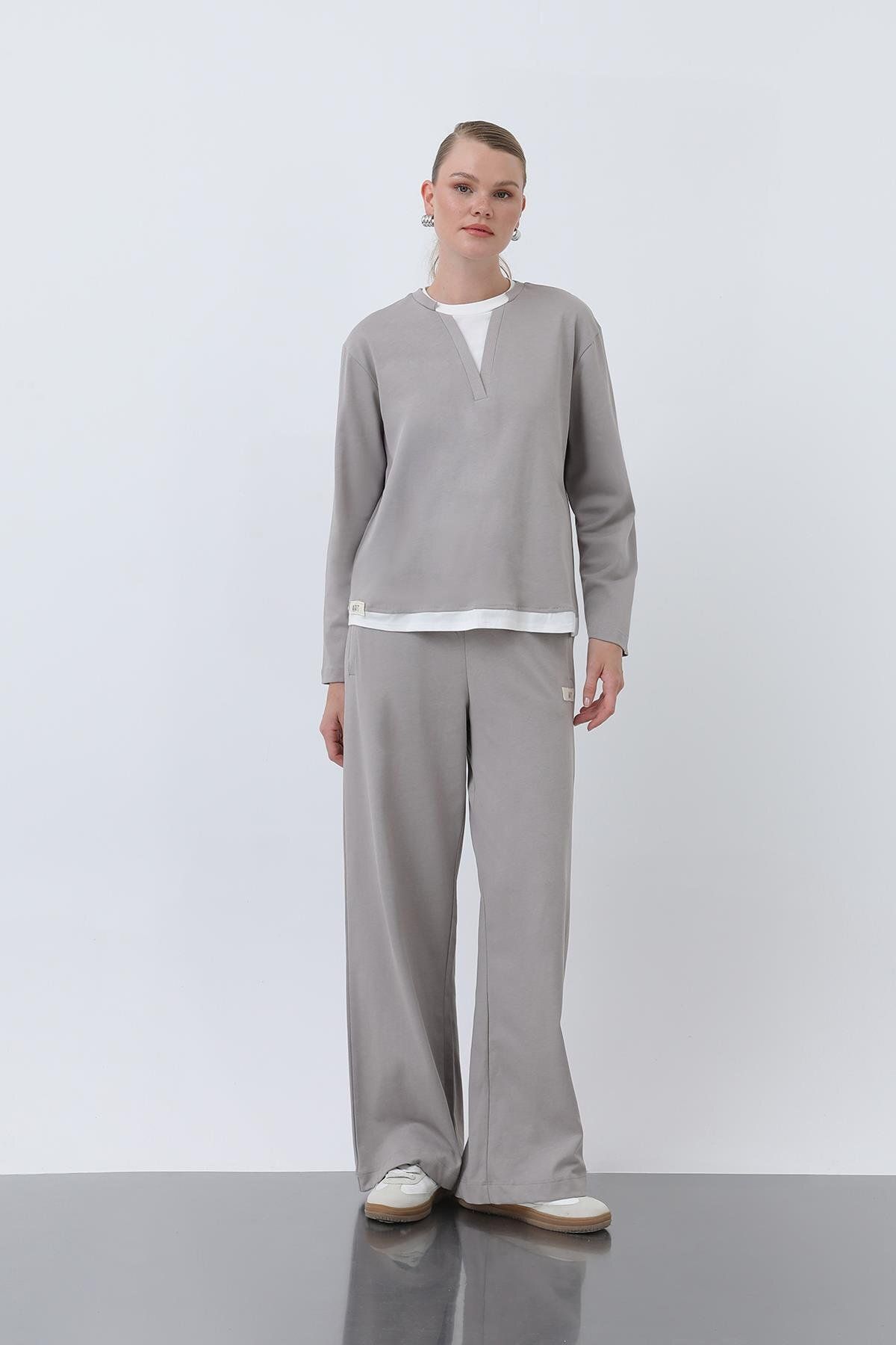 Soul Kadın Basic Garnili Sweatshirt - MINK
