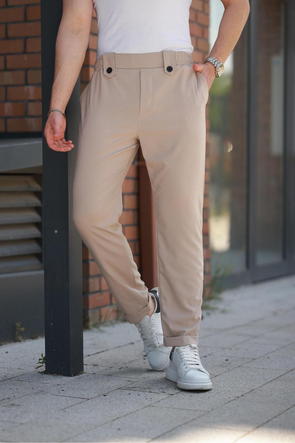 Madmext Bej Regular Fit Erkek Pantolon E6574