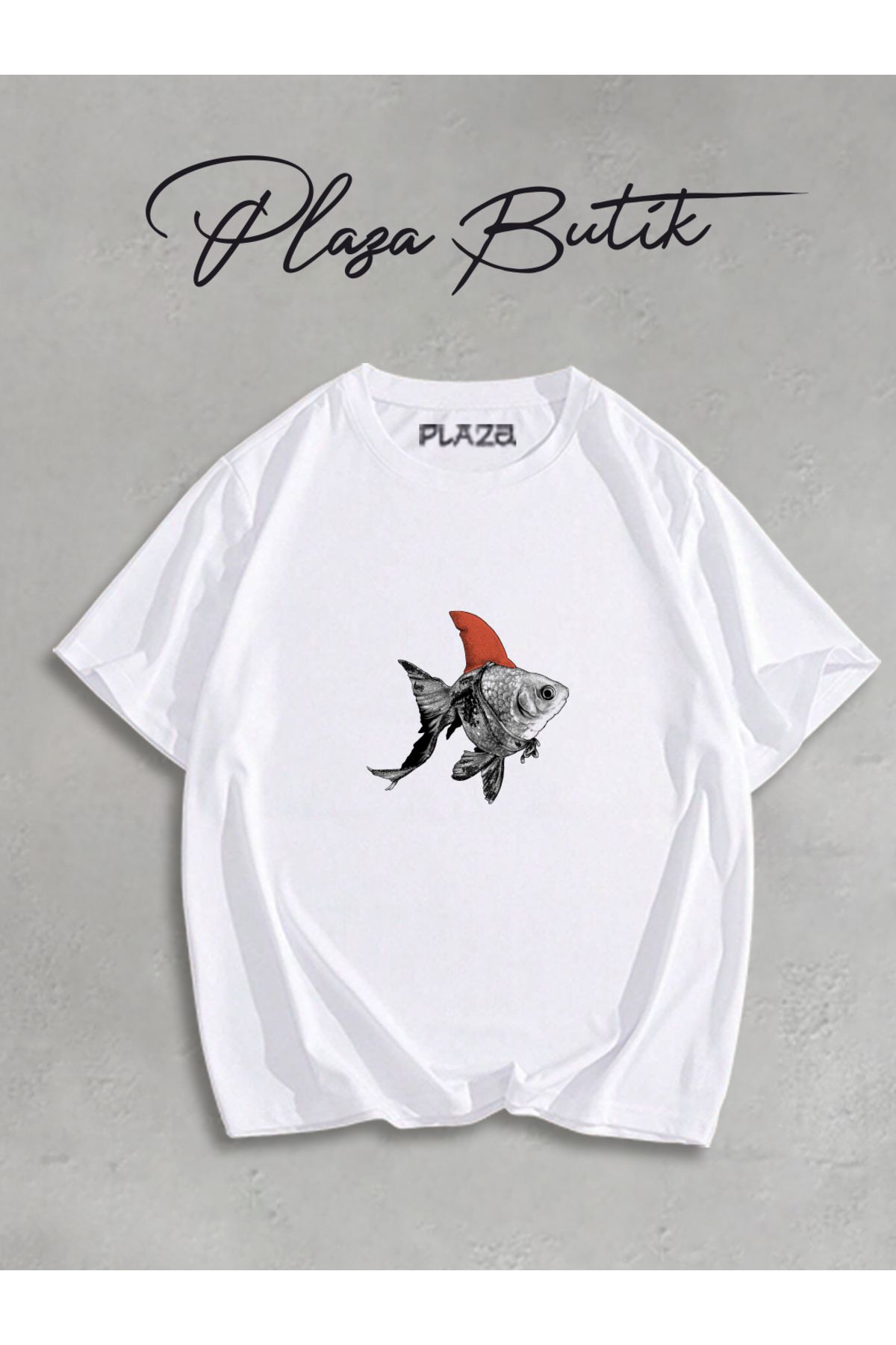 Plaza Butik Balik Baskılı Unisex Oversize T-shirt