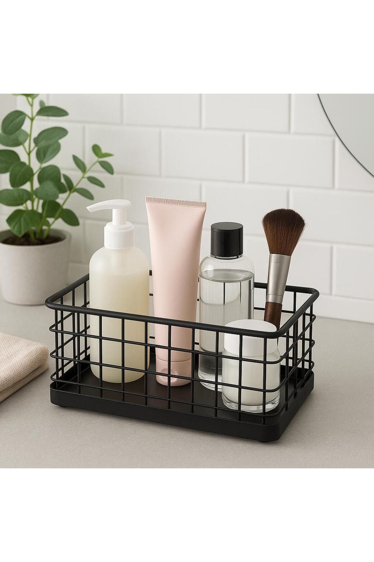 Okyanus Home Dikdörtgen Siyah Metal Organizer Sepet Mini 13,5x23 Cm