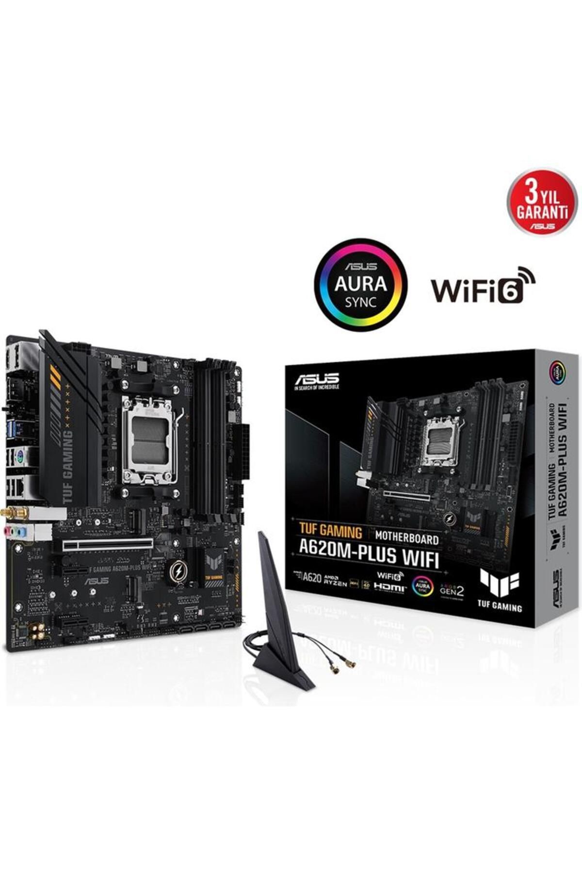 Vobotek Teknoloji Tuf Gamıng A620M-Plus Wıfı Amd A620 Am5 Ddr5 6400 Aura Rgb 2.5Gbit Lan Matx Anakart