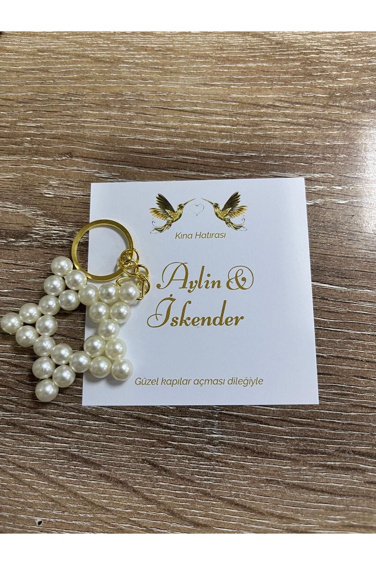 HEN GSM kisisellestirilebilir kart 15 adet inci yıldız anahtarlık nikah düğün kına nişan sünnet hafizlik
