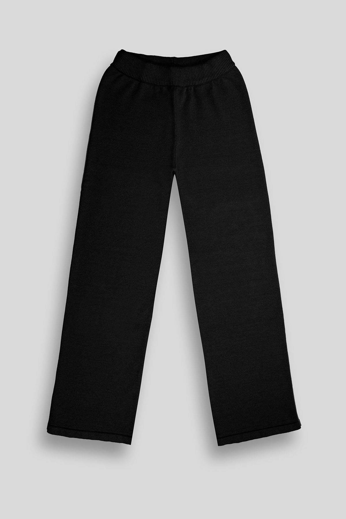 GMG FIRENZE Beli Lastikli Wide Leg Örme Triko Kadın Pantolon